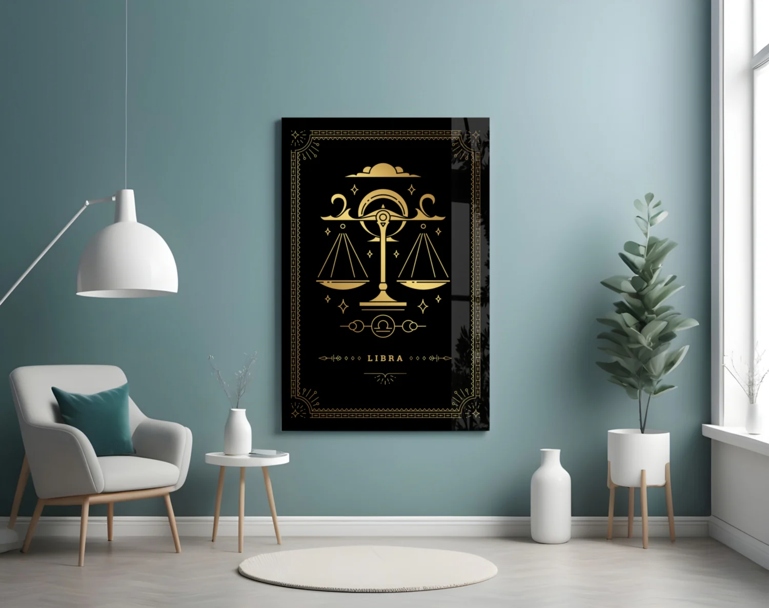 Libra Zodiac Sign Glass Wall Art - Image 4