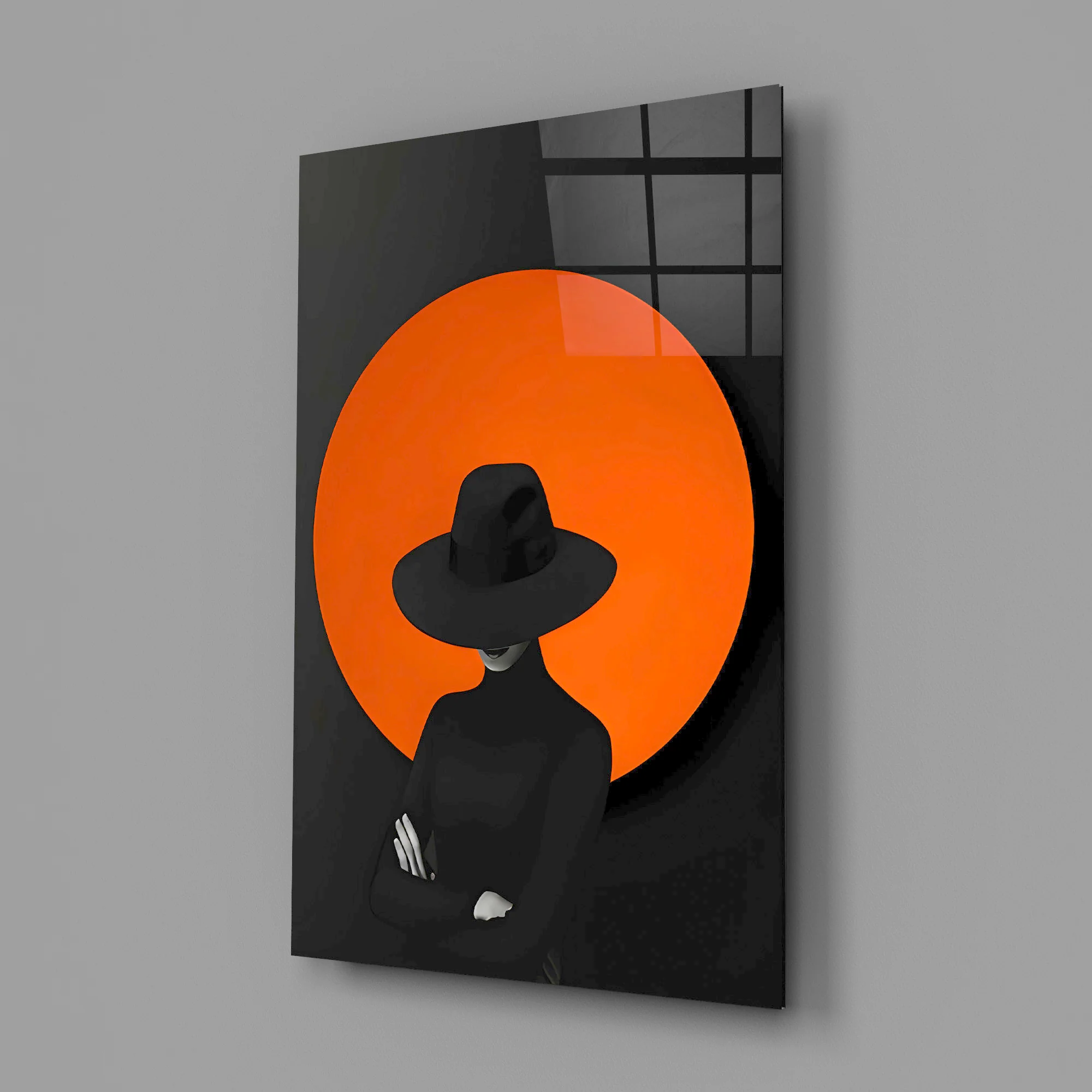 Red Sun Silhouette Glass Wall Art - Image 2