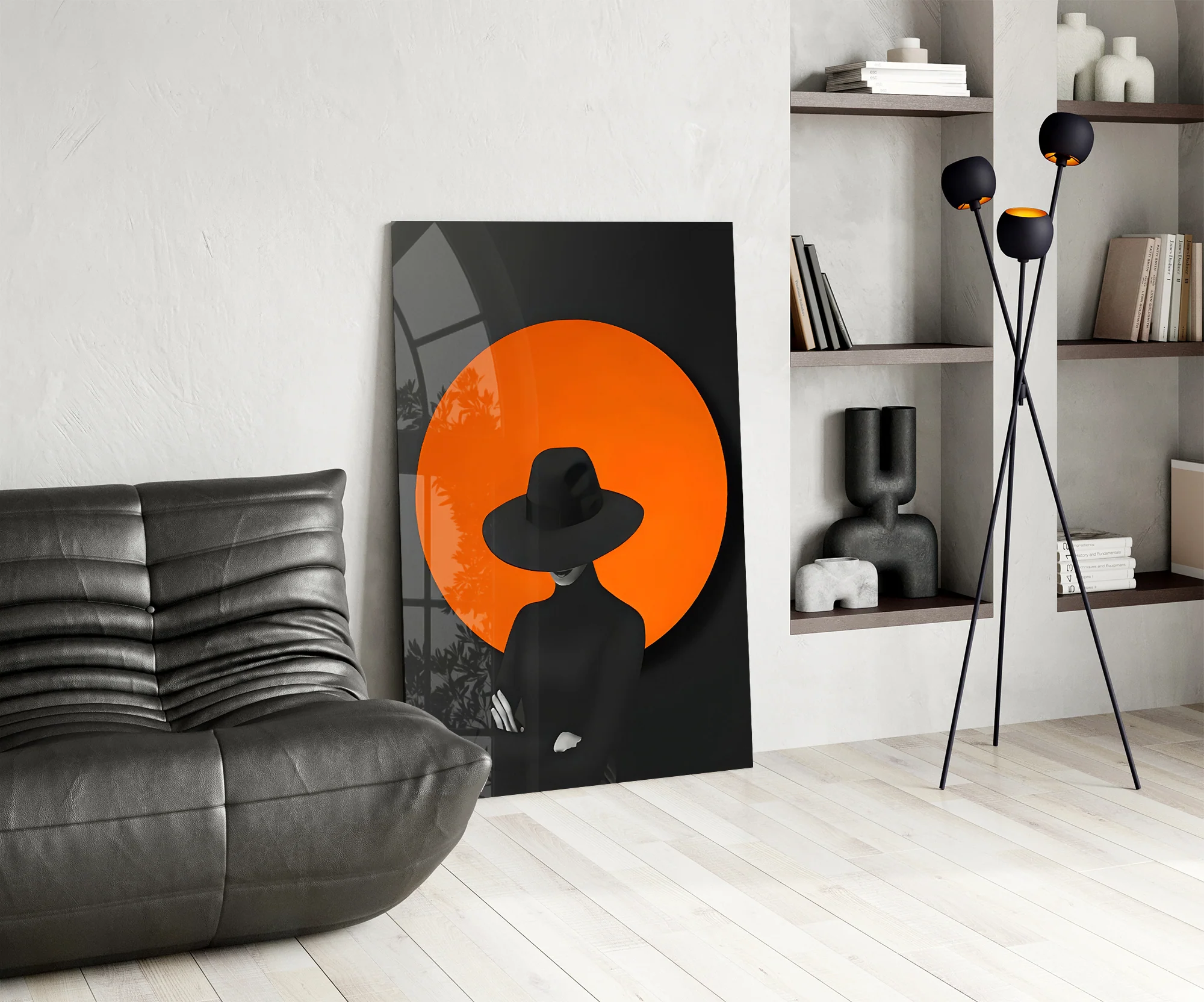 Red Sun Silhouette Glass Wall Art - Image 6