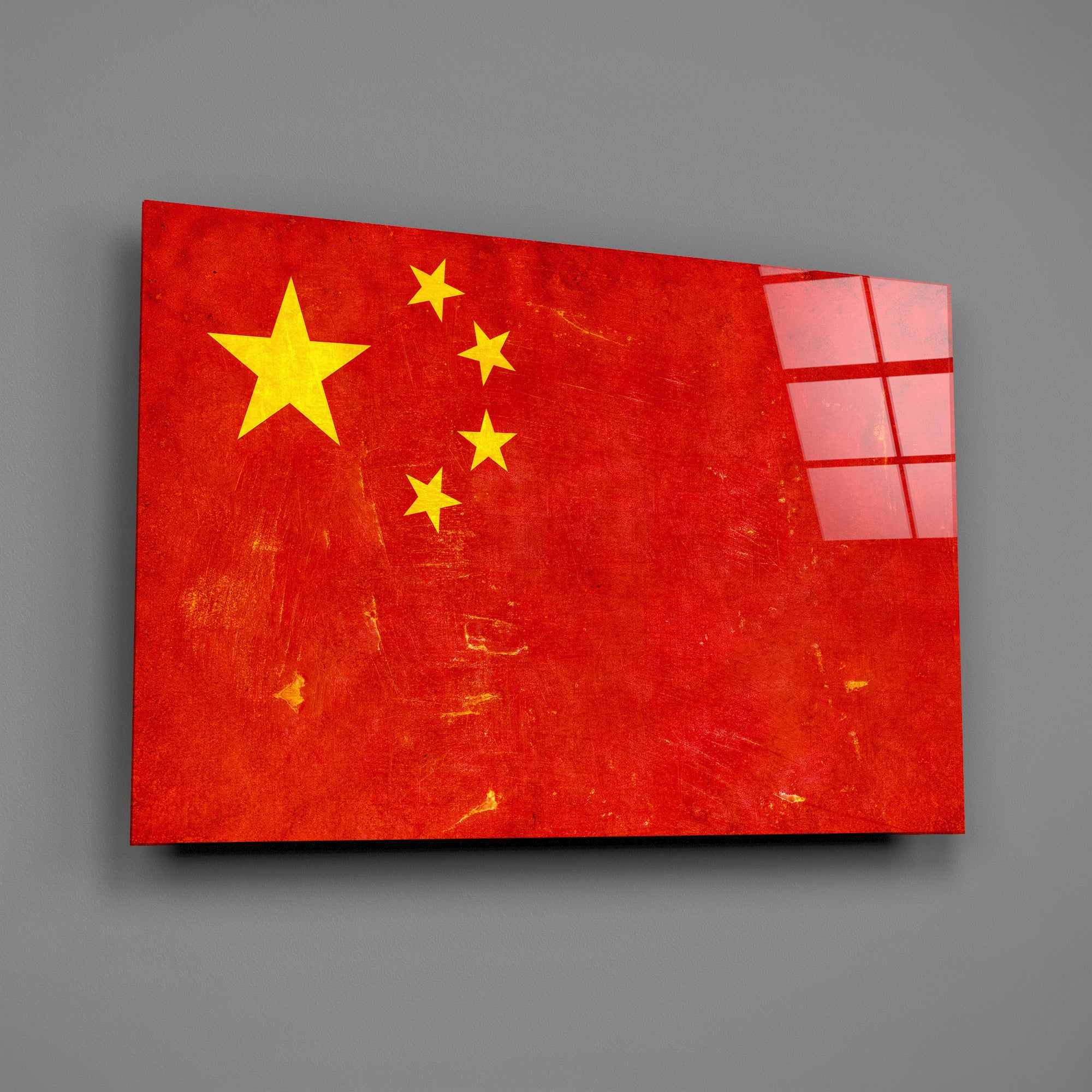 China Flag Grunge Glass Wall Art - Image 2