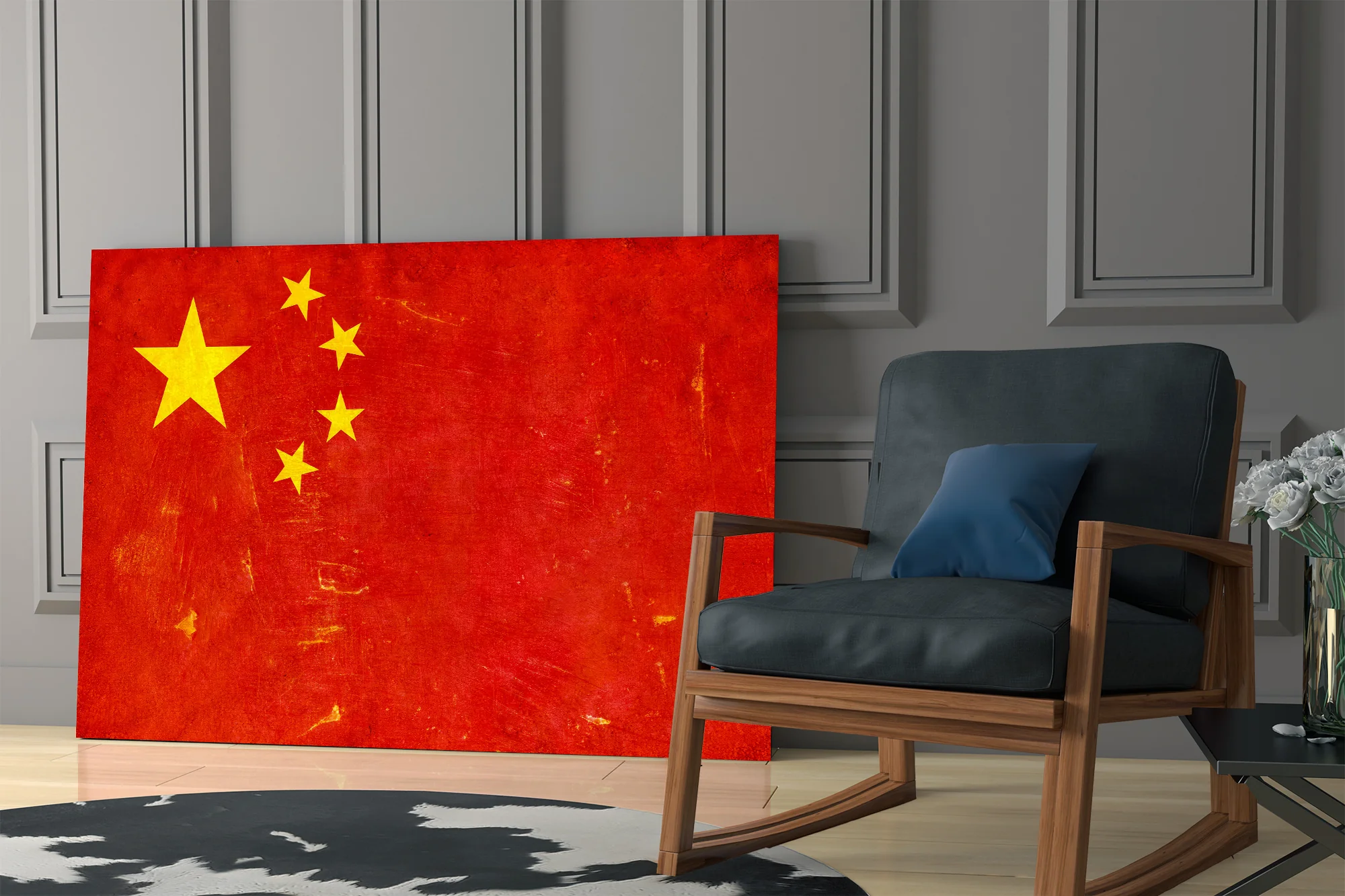 China Flag Grunge Glass Wall Art - Image 7