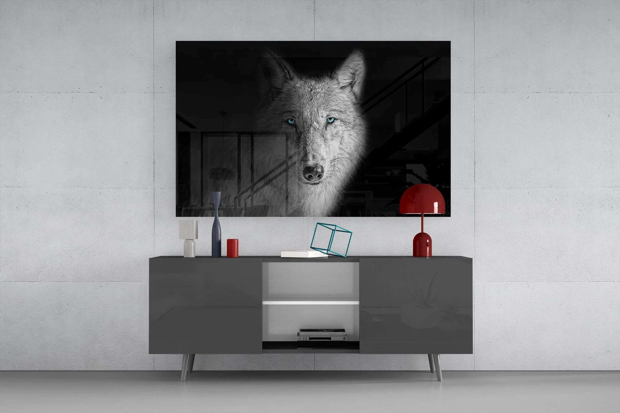 Striking Wolf Portrait Glass Wall Art - Image 8