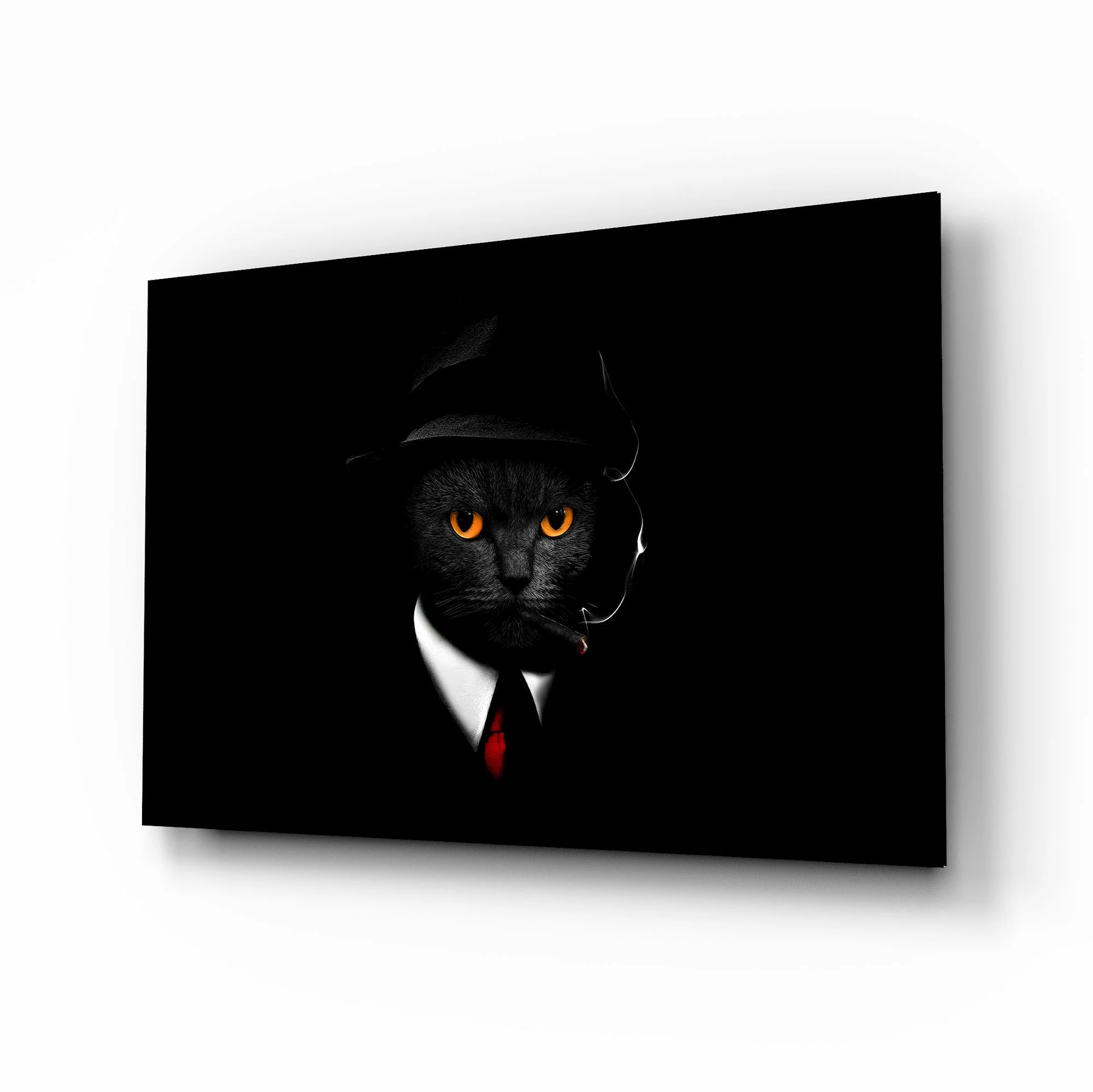 Cool Cat Detective Glass Wall Art