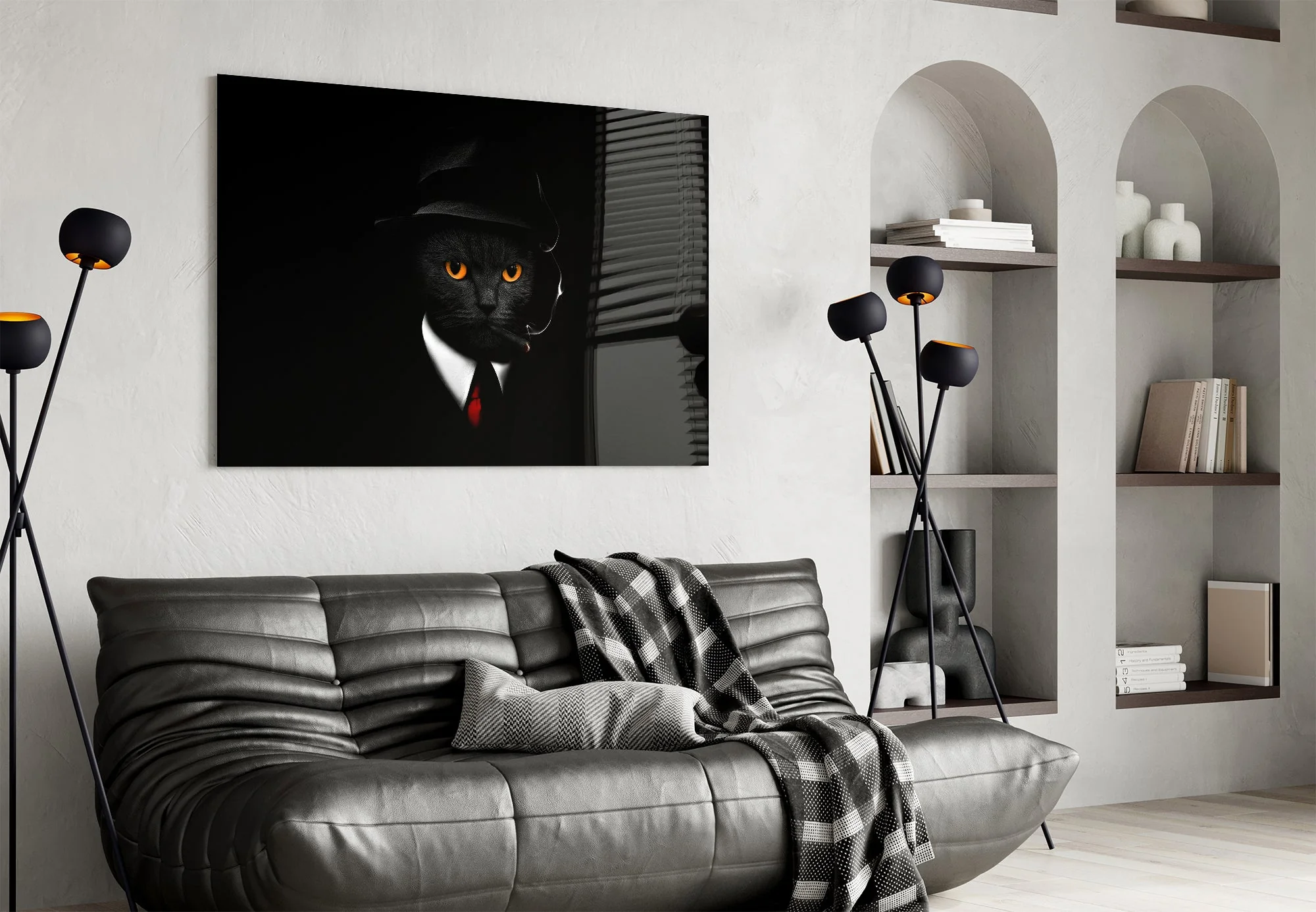 Cool Cat Detective Glass Wall Art - Image 4