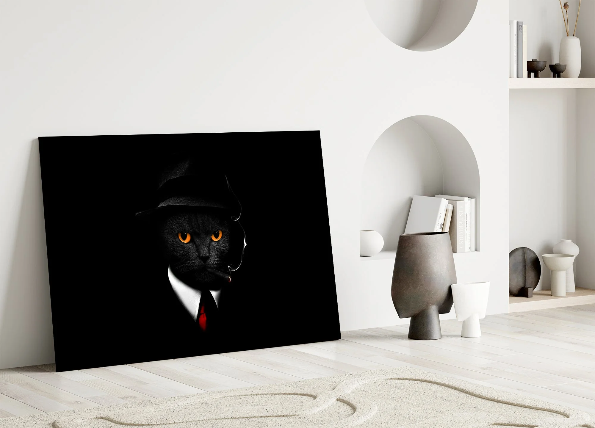 Cool Cat Detective Glass Wall Art - Image 5