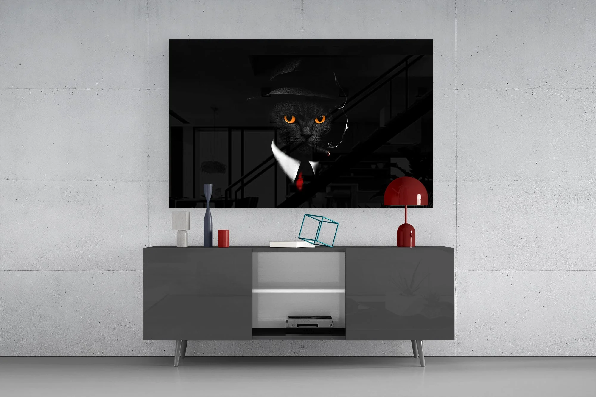 Cool Cat Detective Glass Wall Art - Image 8