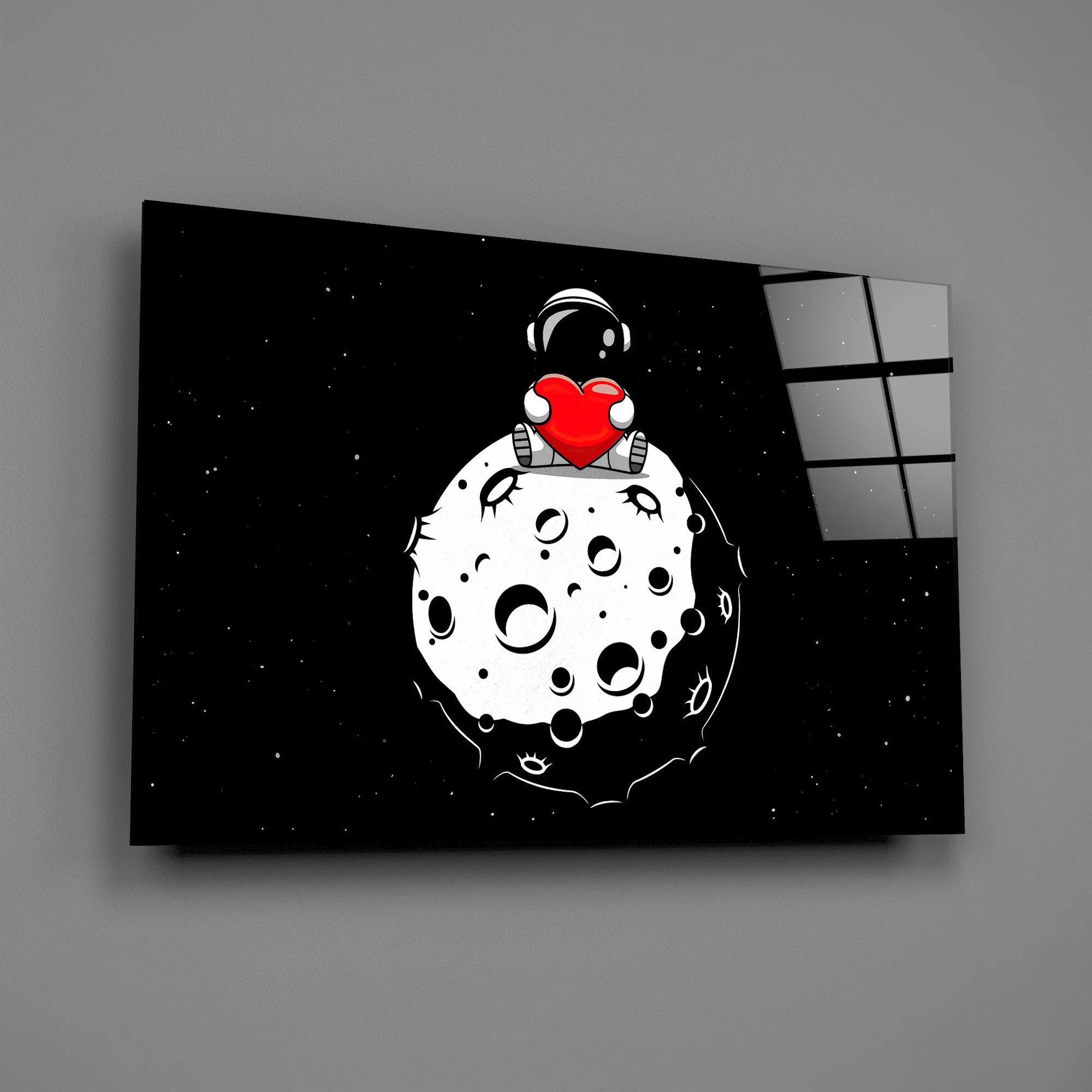 Moon Love Astronaut Glass Wall Art - Image 2