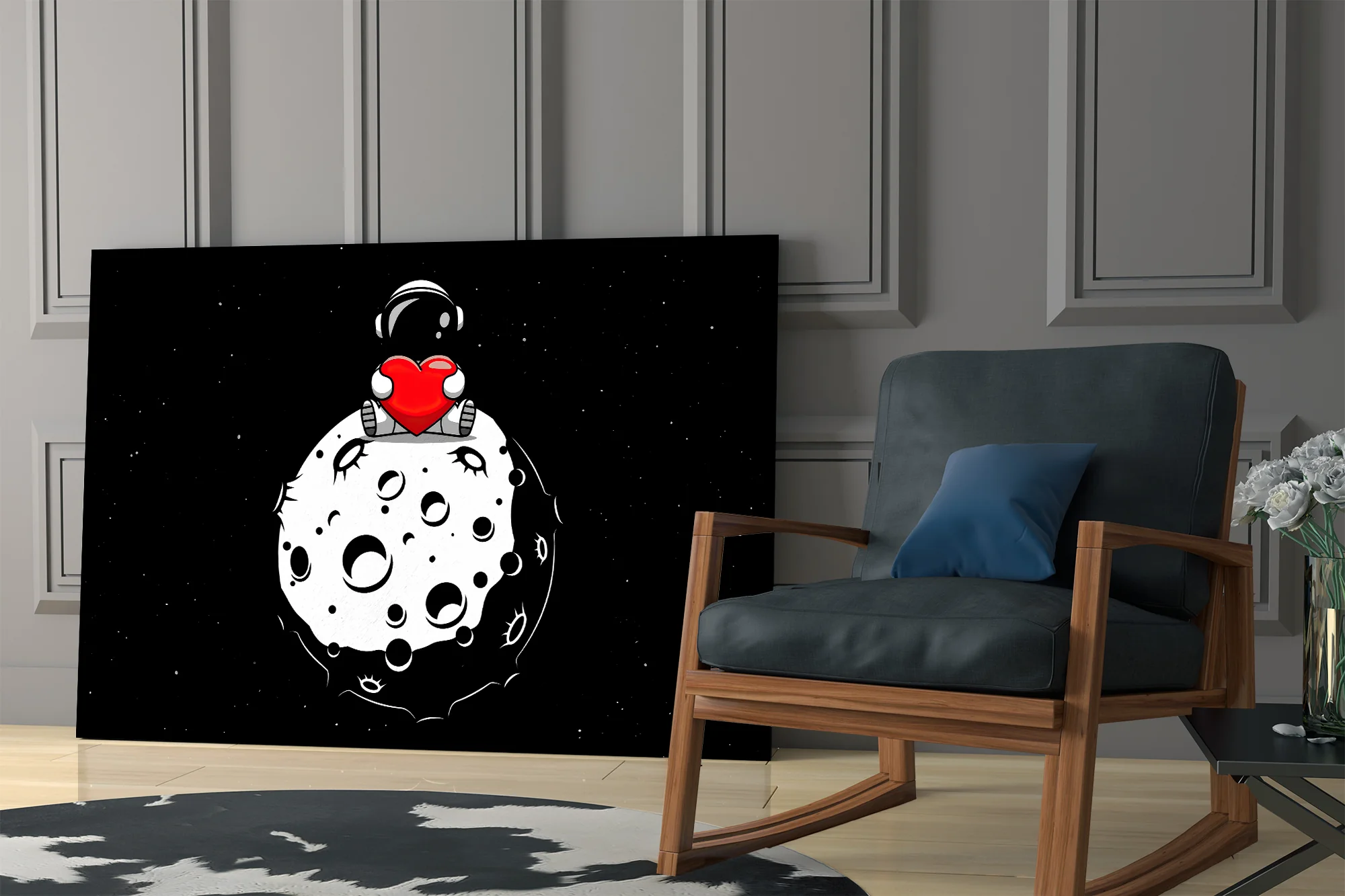 Moon Love Astronaut Glass Wall Art - Image 7