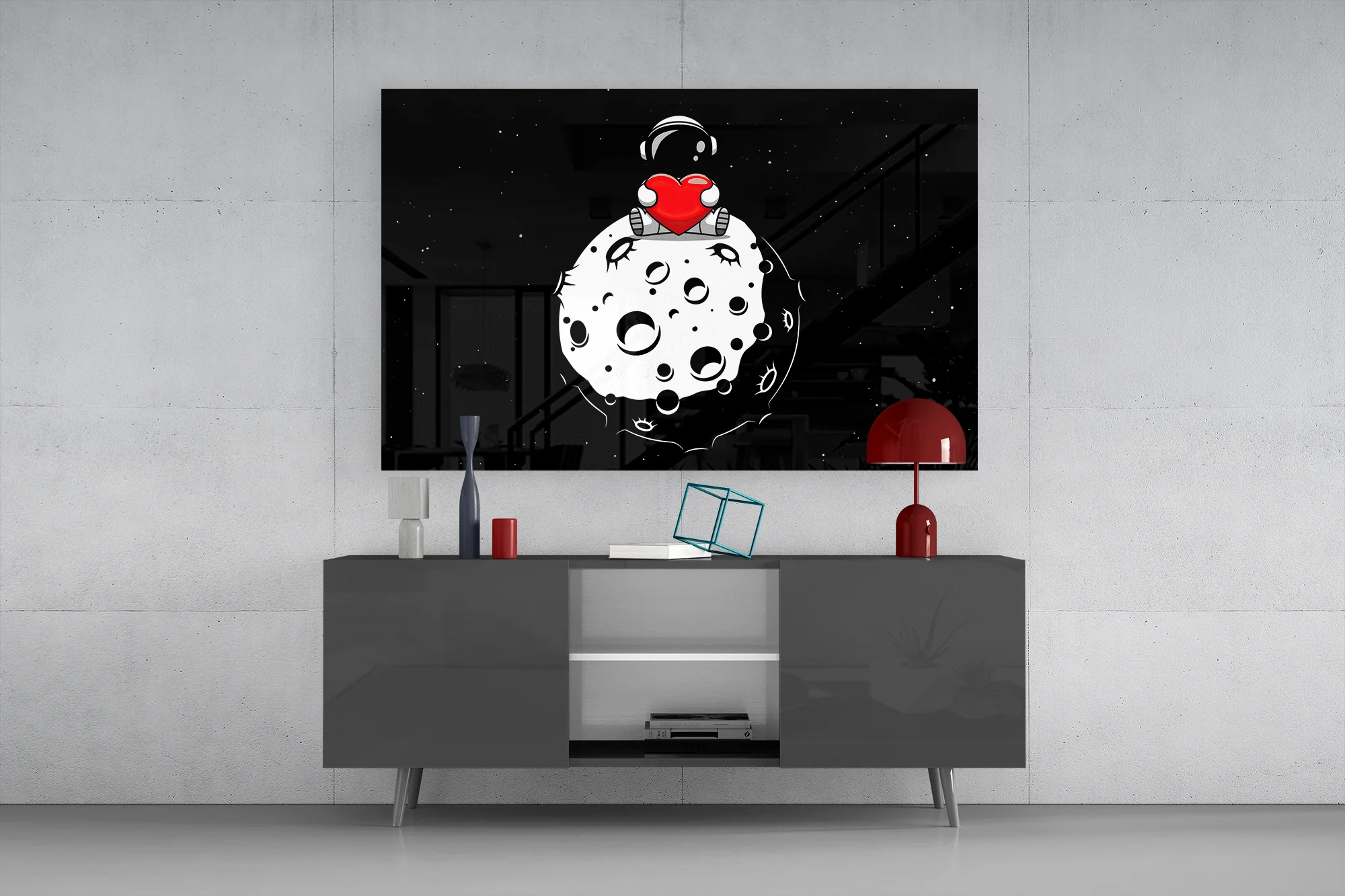 Moon Love Astronaut Glass Wall Art - Image 8