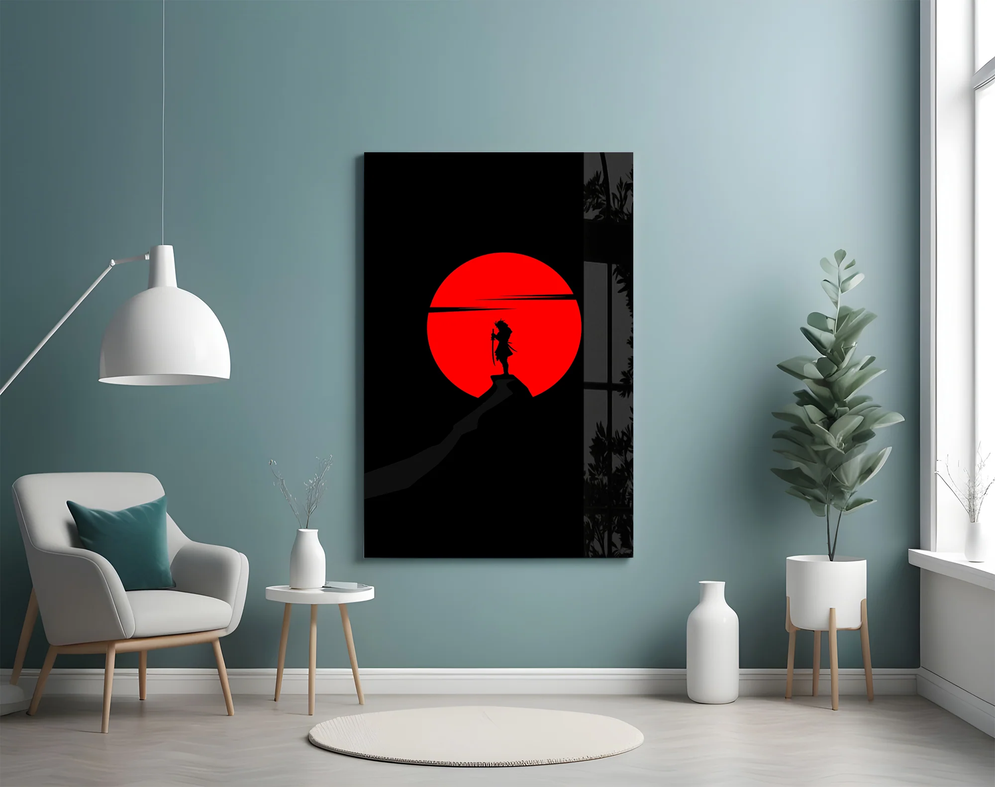 Samurai Sunset Glass Wall Art - Image 4