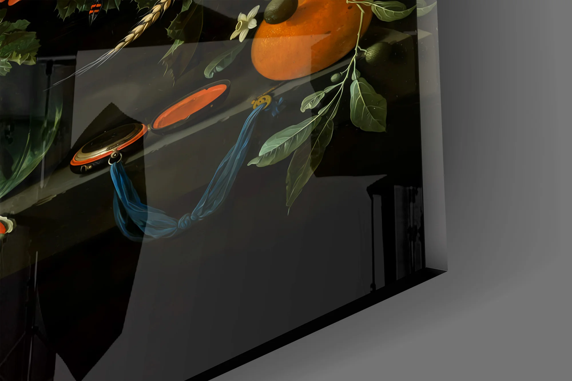 Elegant Dark Floral Bouquet Glass Wall Art - Image 3