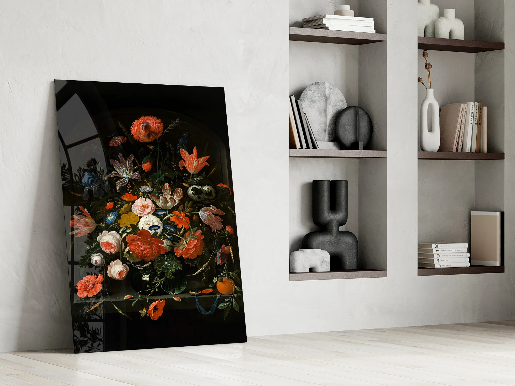 Elegant Dark Floral Bouquet Glass Wall Art - Image 7