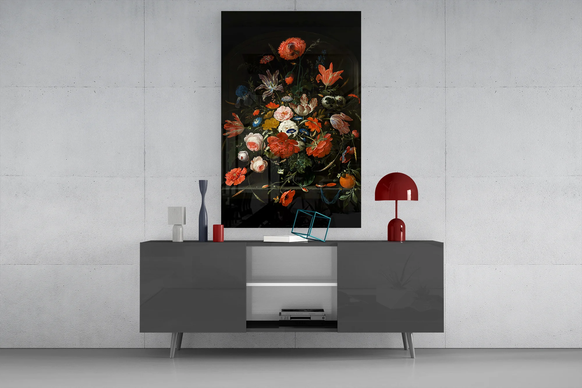 Elegant Dark Floral Bouquet Glass Wall Art - Image 8