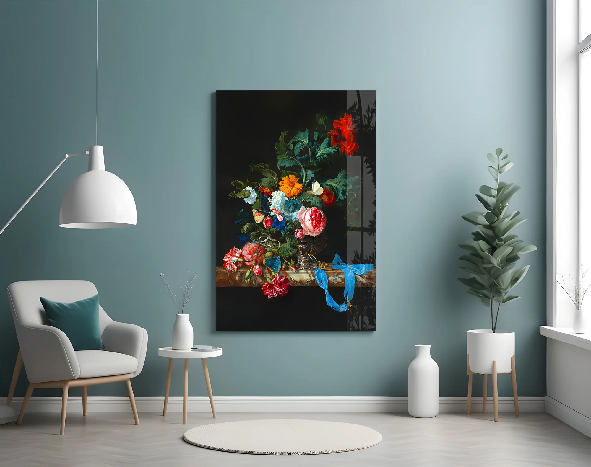 Elegant Floral Bouquet Glass Wall Art - Image 4