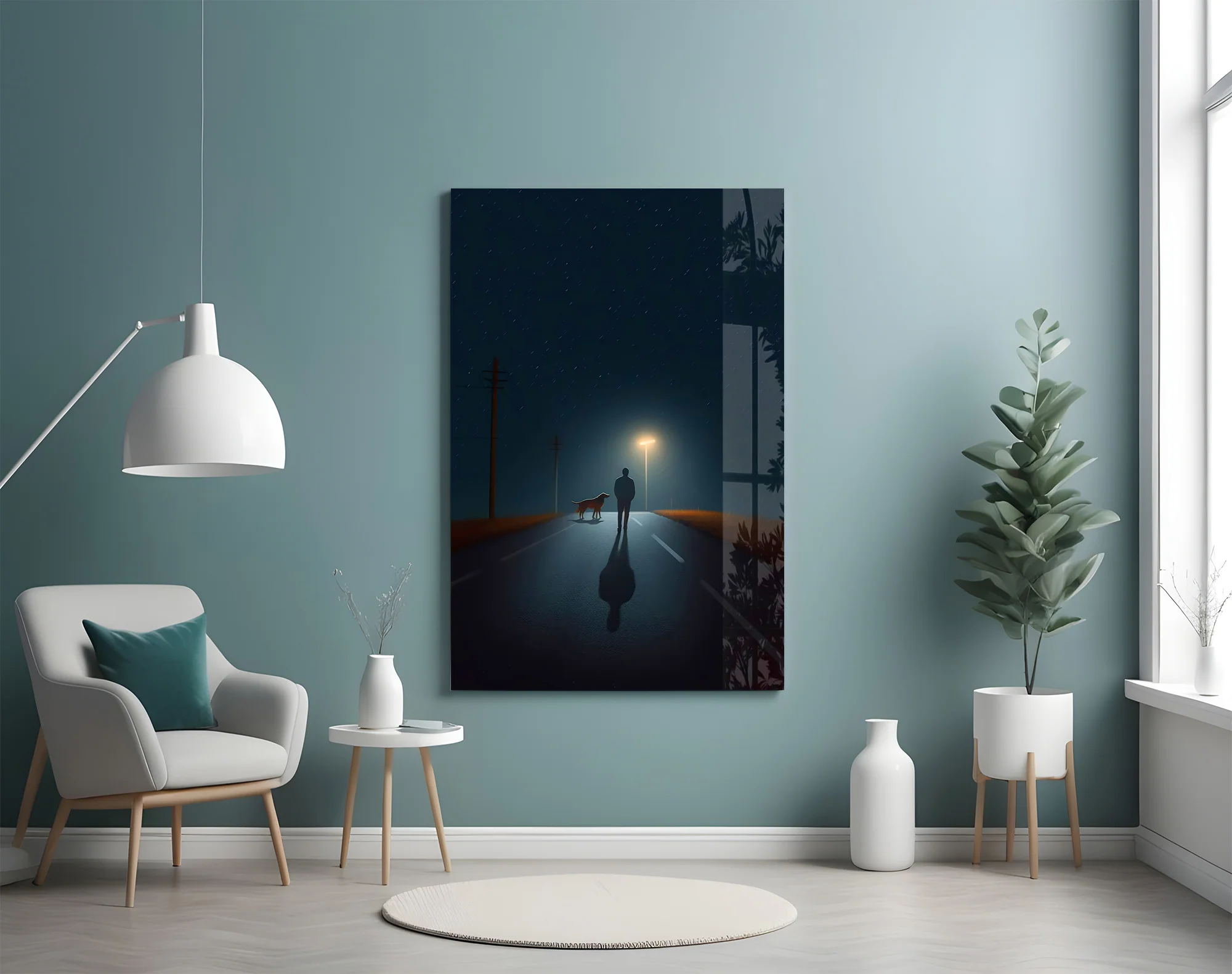 Night Walk with Light Glass Wall Art - Image 4