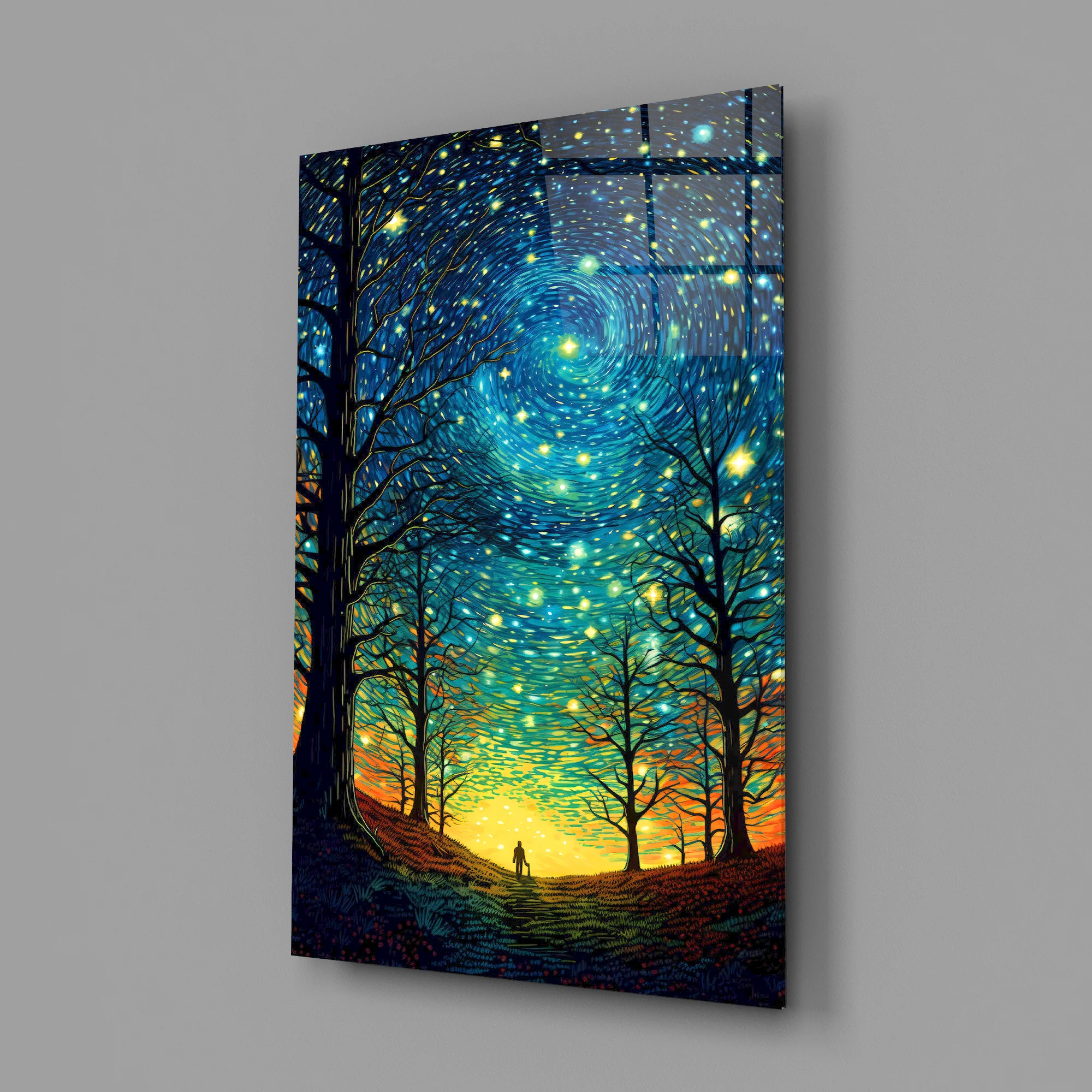 Starry Forest Path Glass Wall Art - Image 2