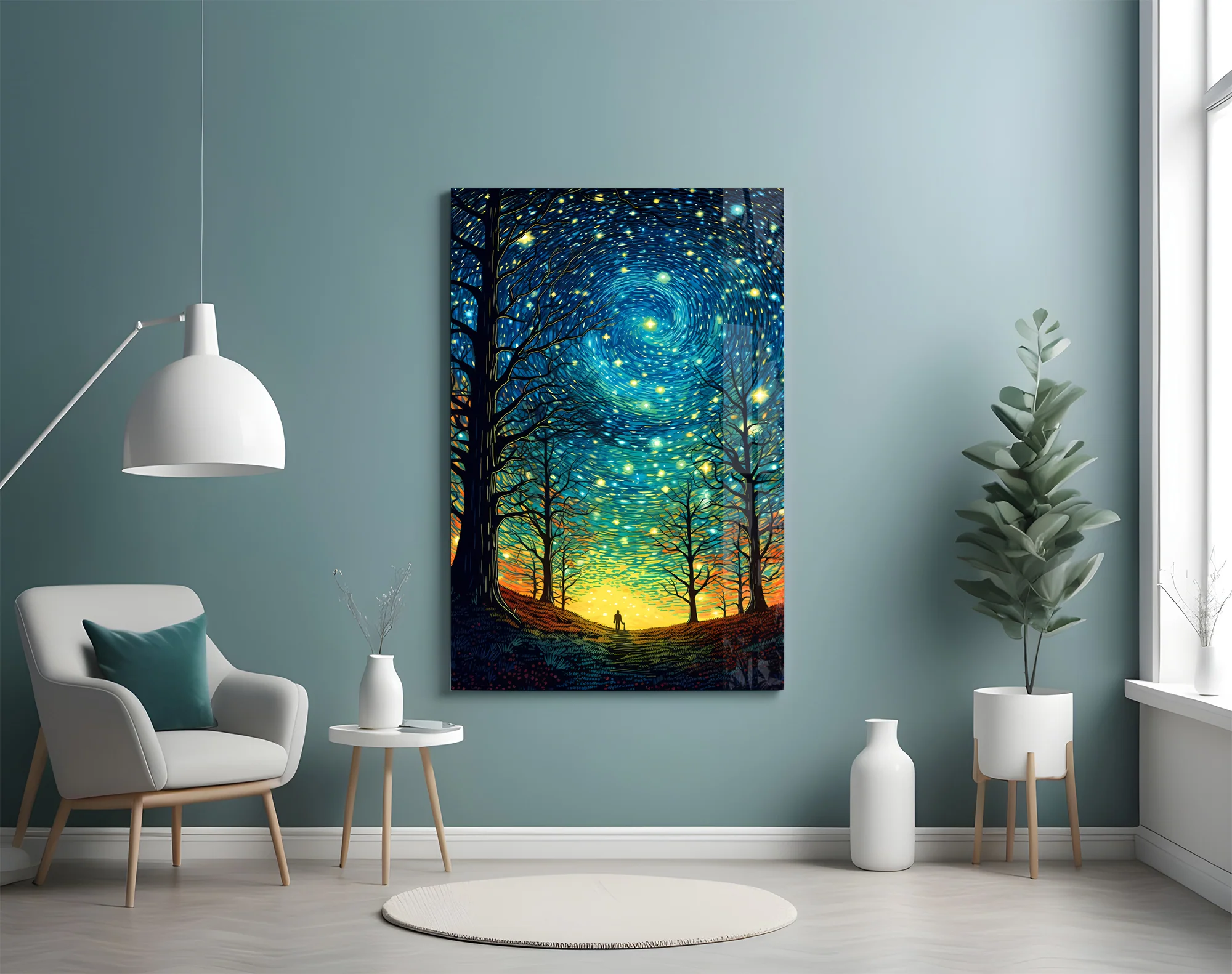 Starry Forest Path Glass Wall Art - Image 4