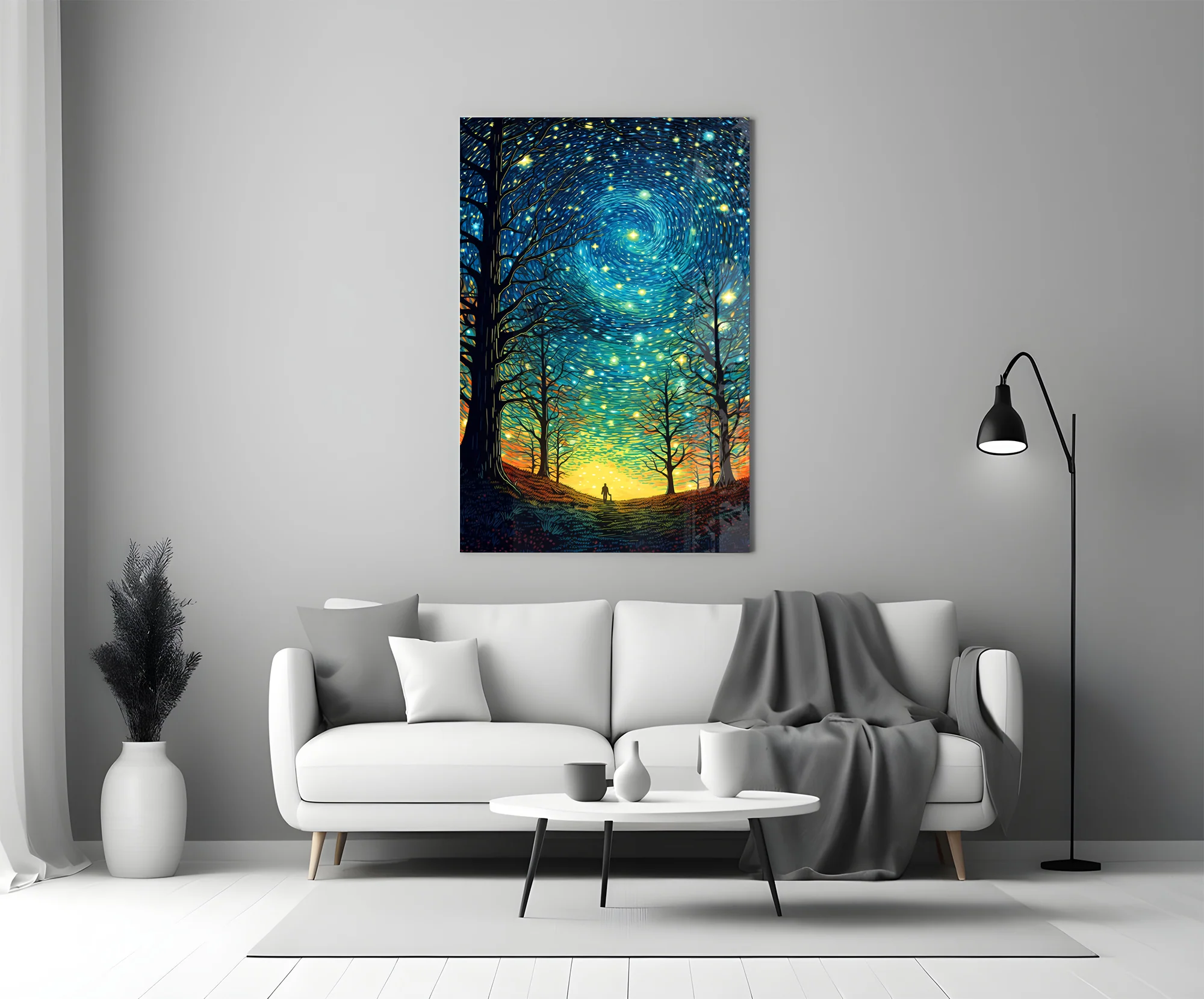 Starry Forest Path Glass Wall Art - Image 5