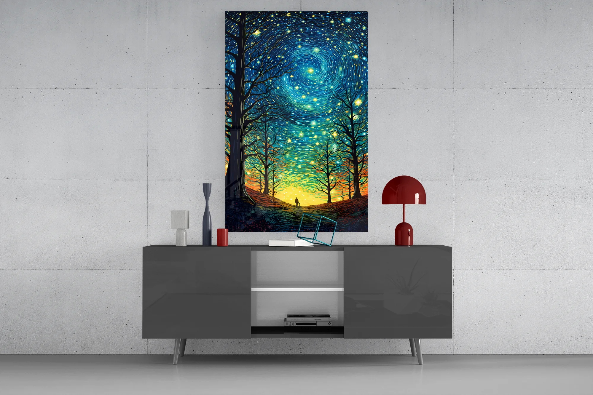 Starry Forest Path Glass Wall Art - Image 8