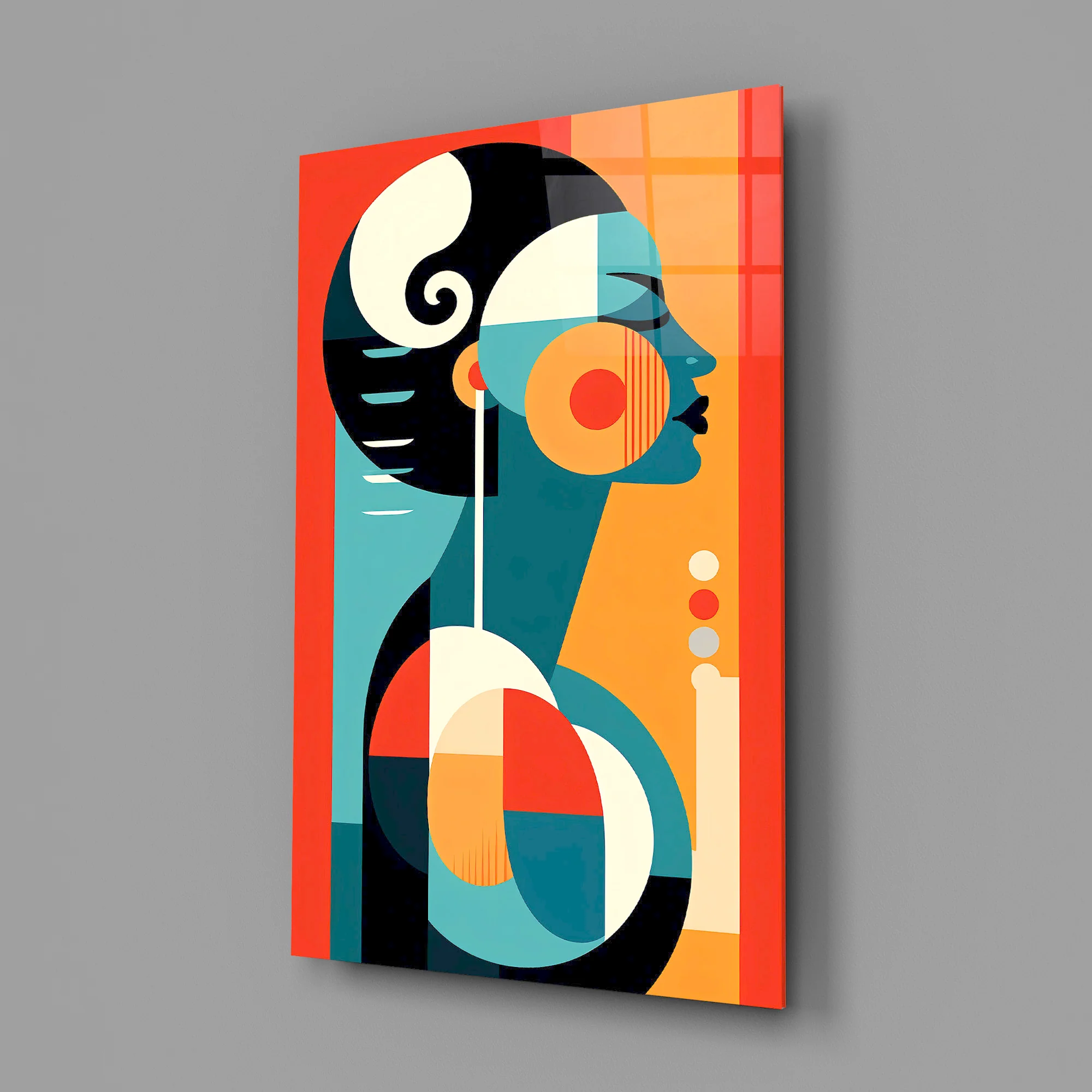 Abstract Geometric Woman Glass Wall Art - Image 2
