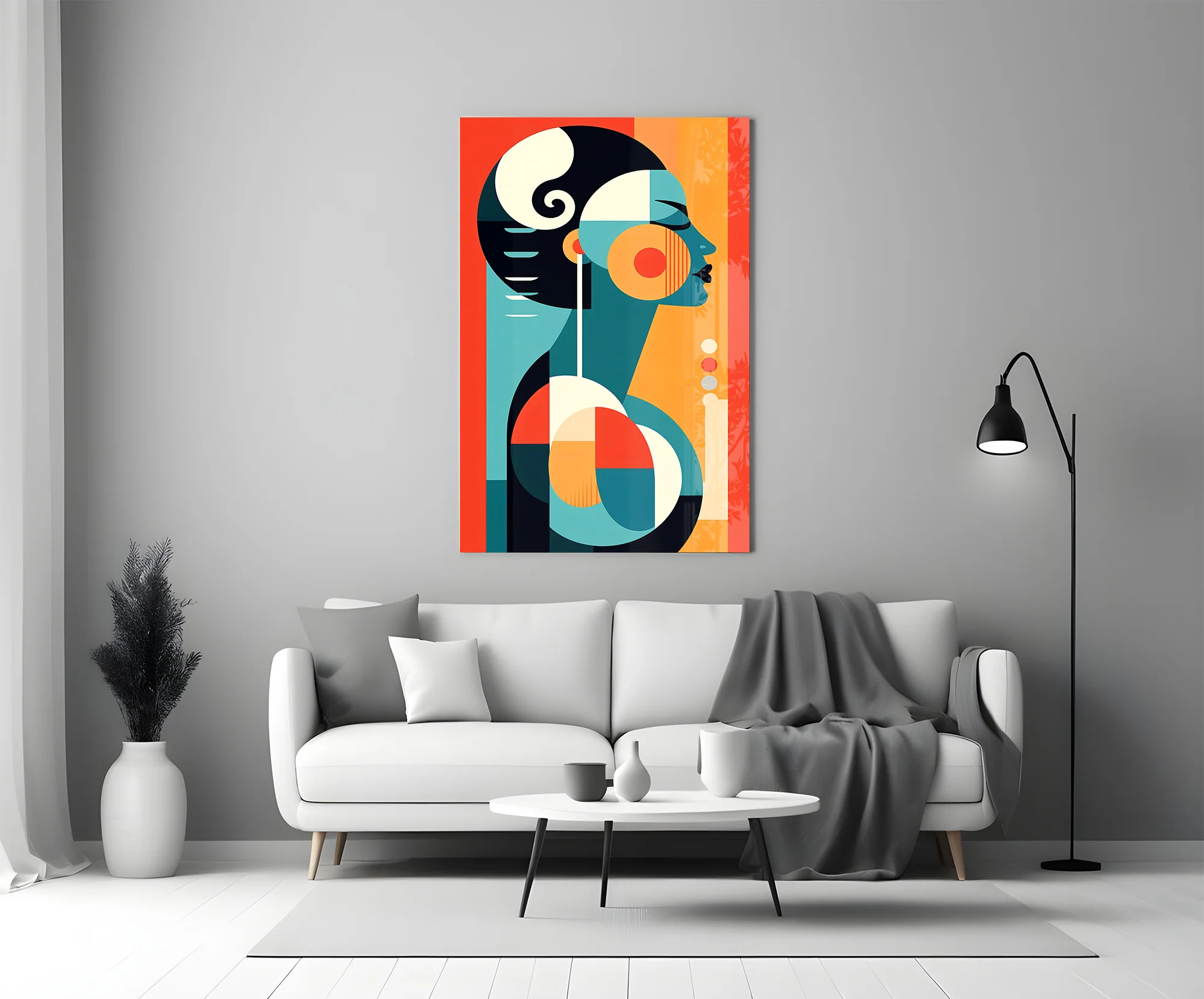 Abstract Geometric Woman Glass Wall Art - Image 5