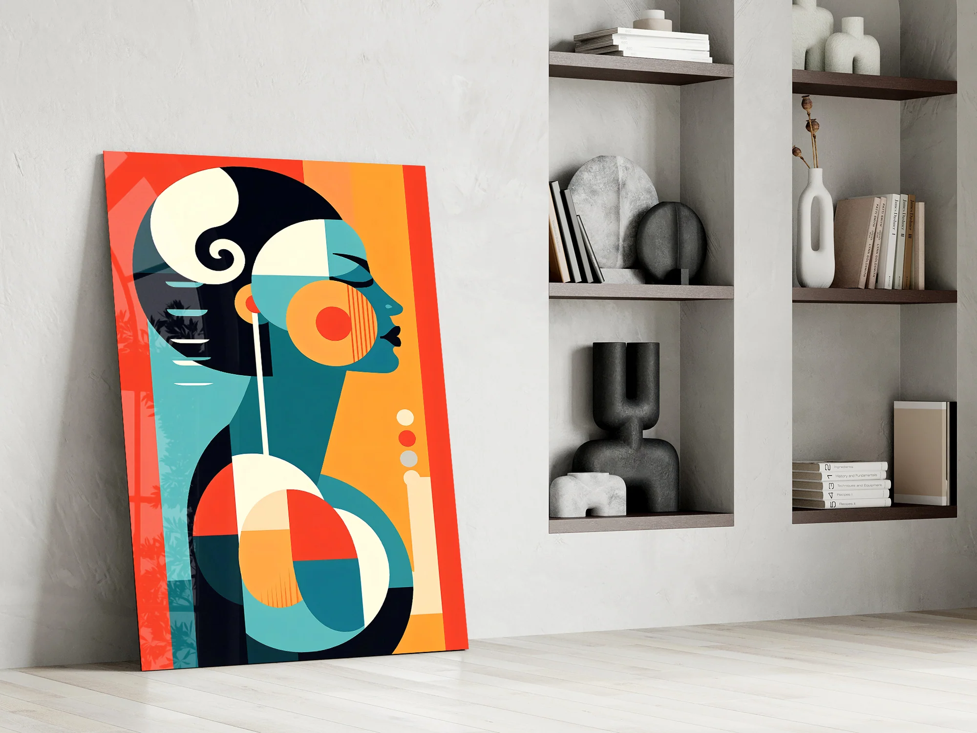 Abstract Geometric Woman Glass Wall Art - Image 7