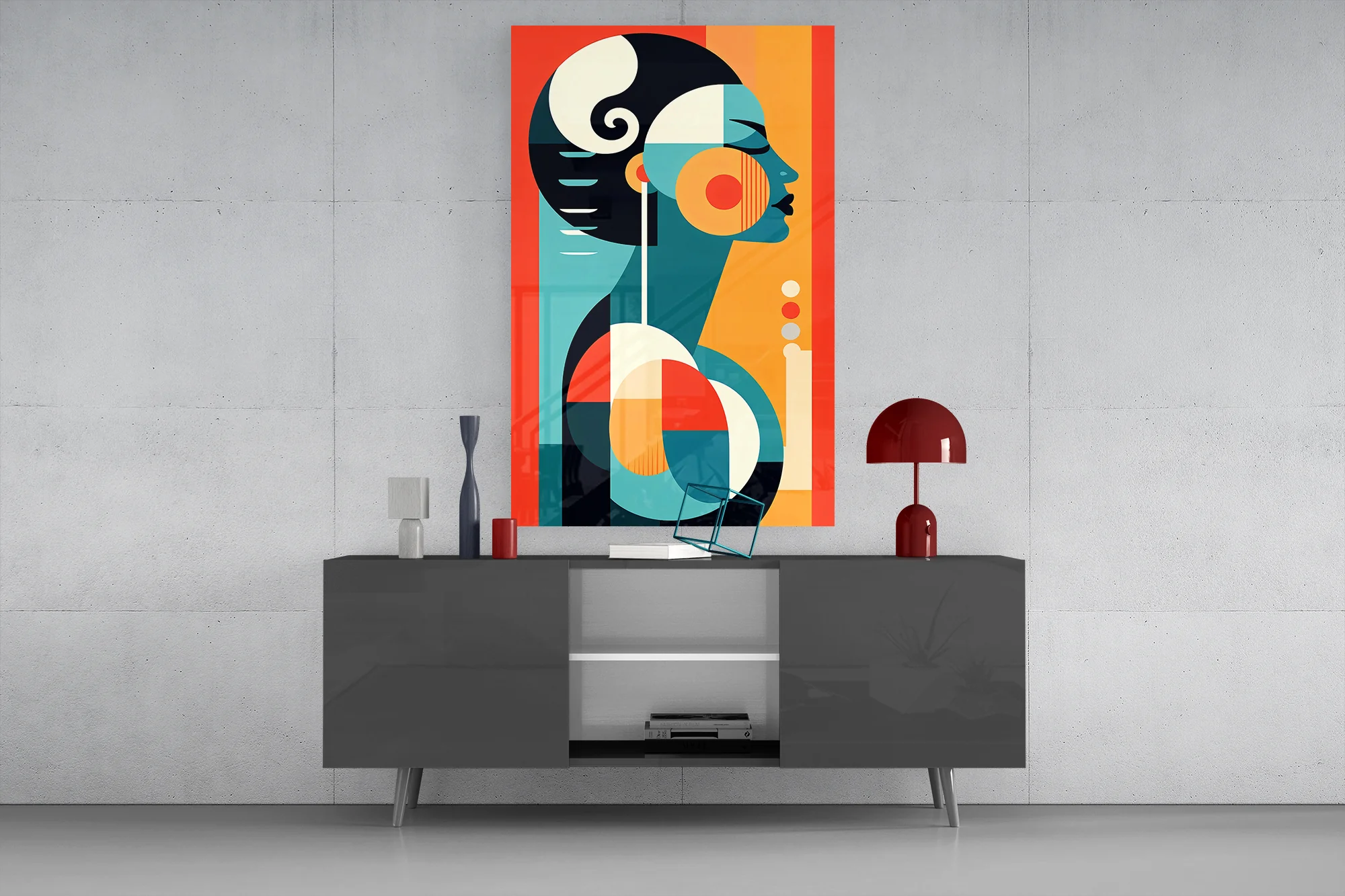 Abstract Geometric Woman Glass Wall Art - Image 8