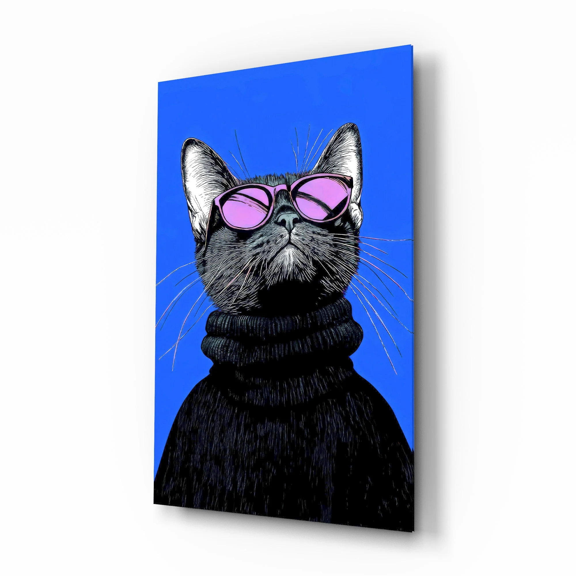 Stylish Cat Art Glass Wall Art