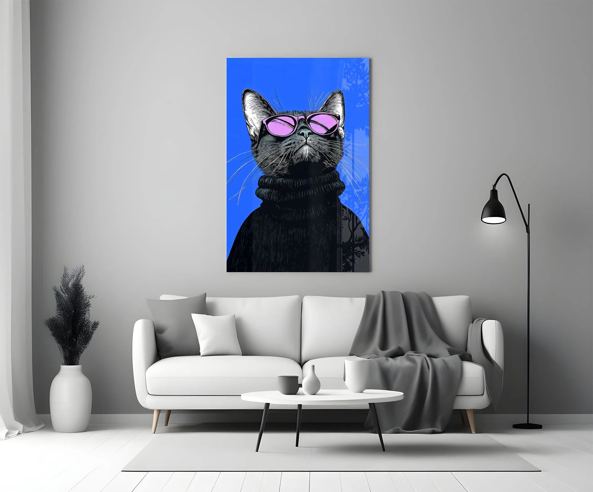 Stylish Cat Art Glass Wall Art - Image 5