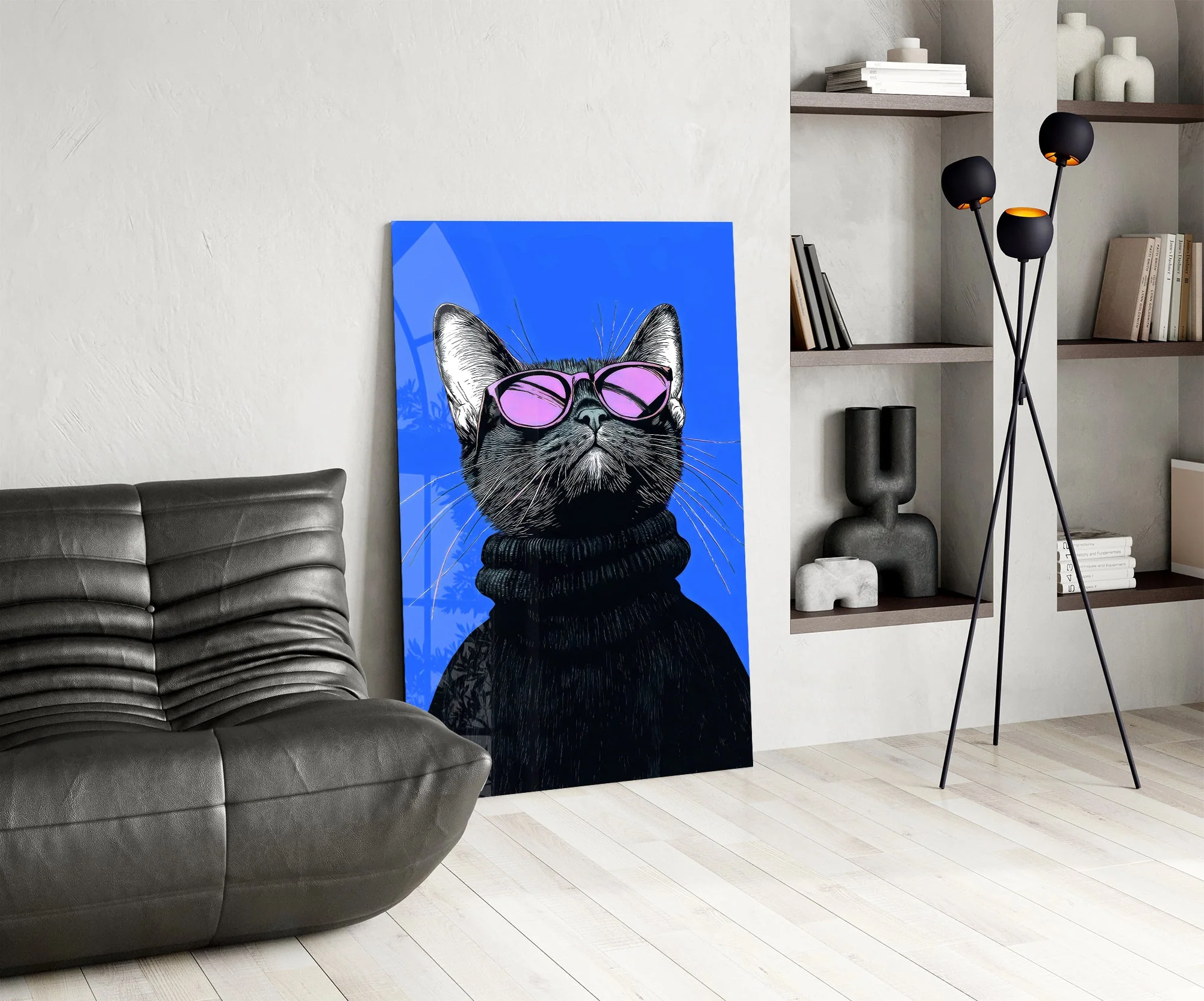 Stylish Cat Art Glass Wall Art - Image 6