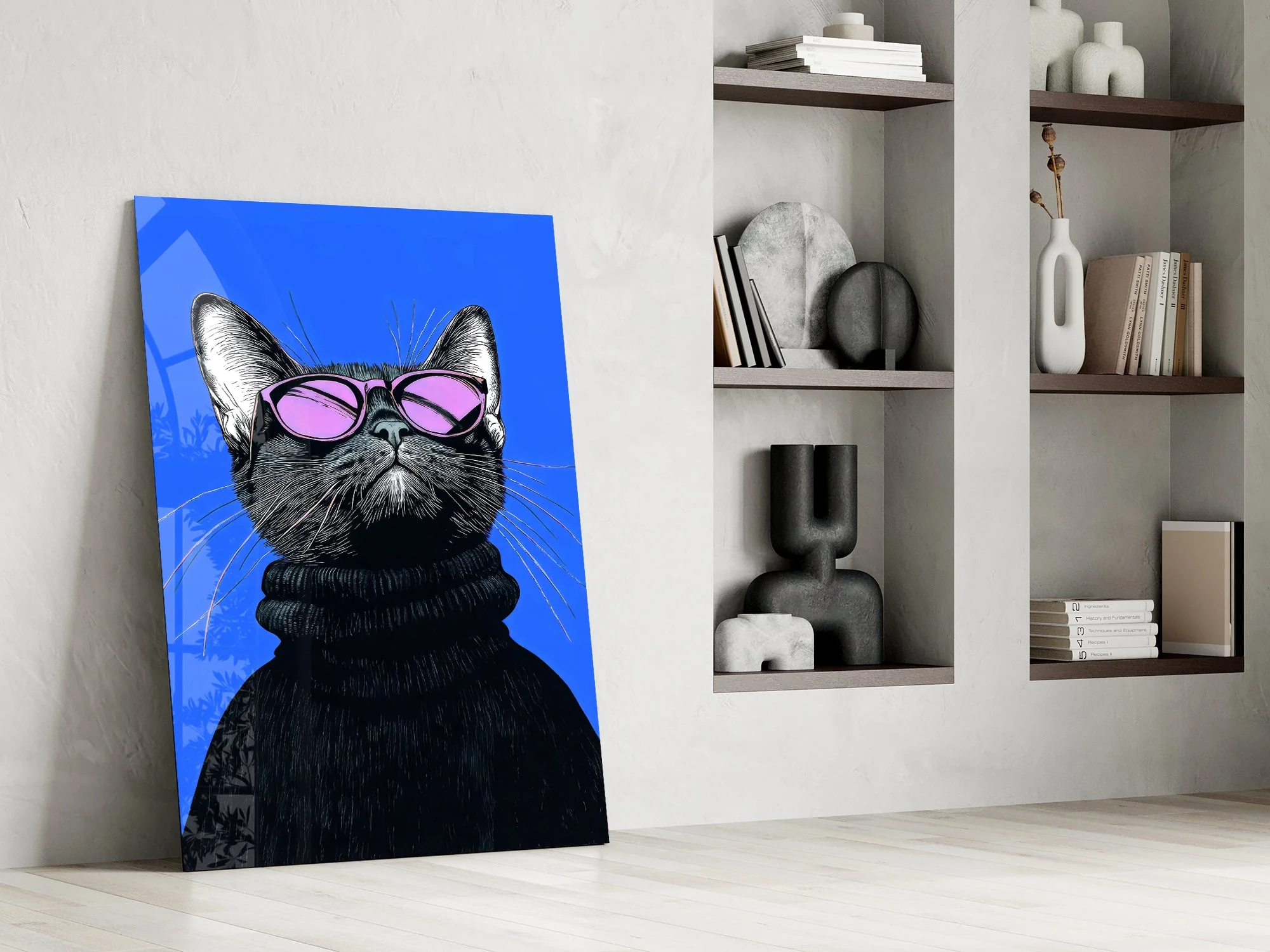 Stylish Cat Art Glass Wall Art - Image 7