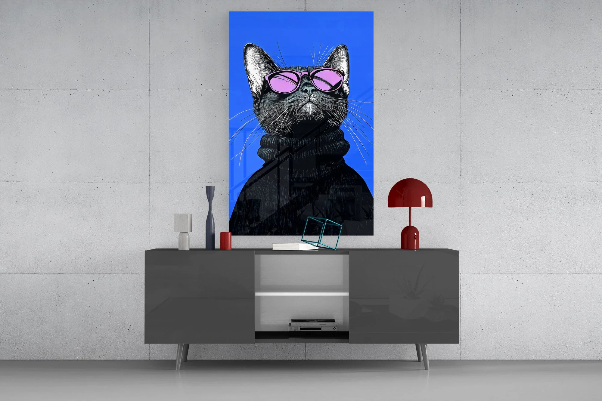 Stylish Cat Art Glass Wall Art - Image 8