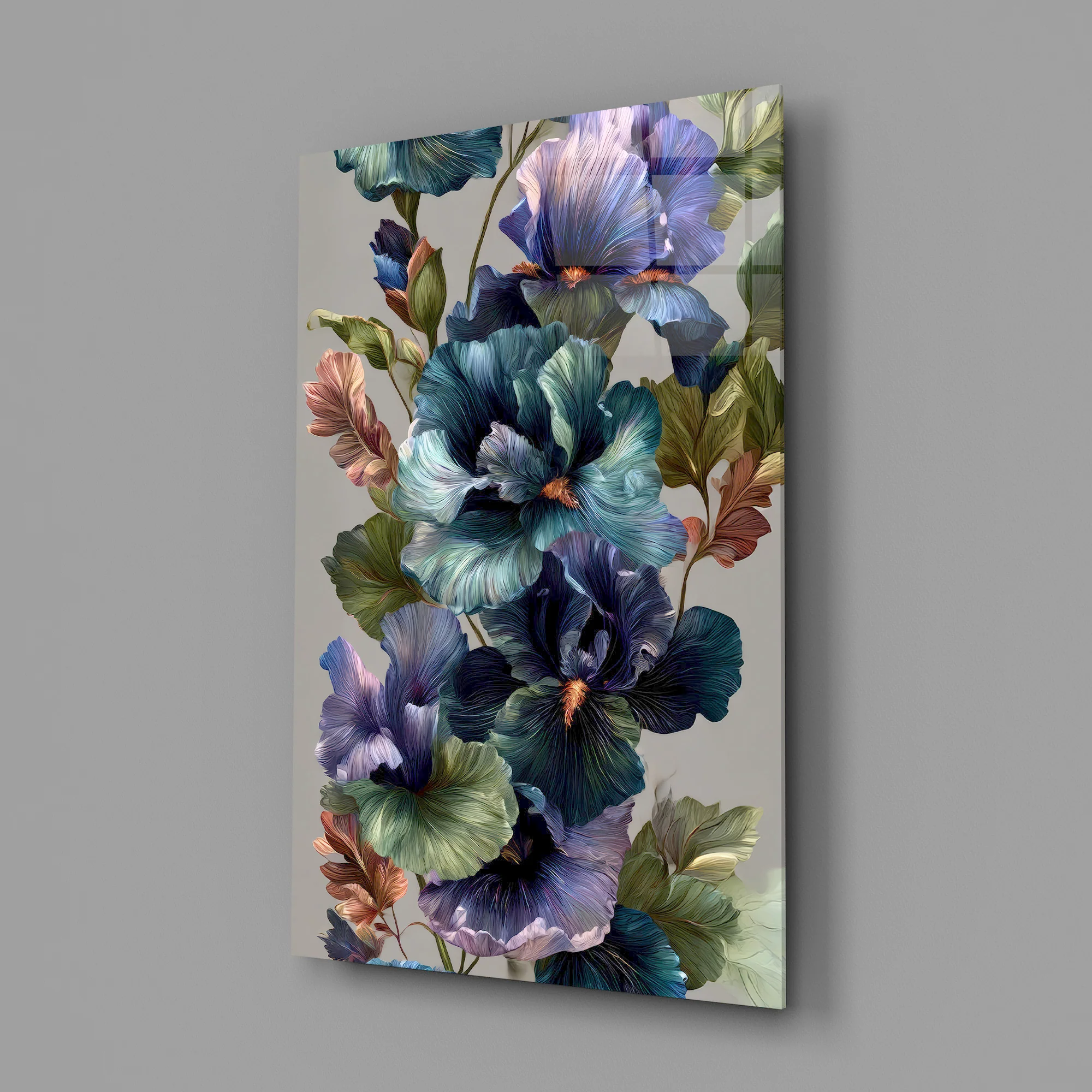 Elegant Midnight Bloom Glass Wall Art - Image 2