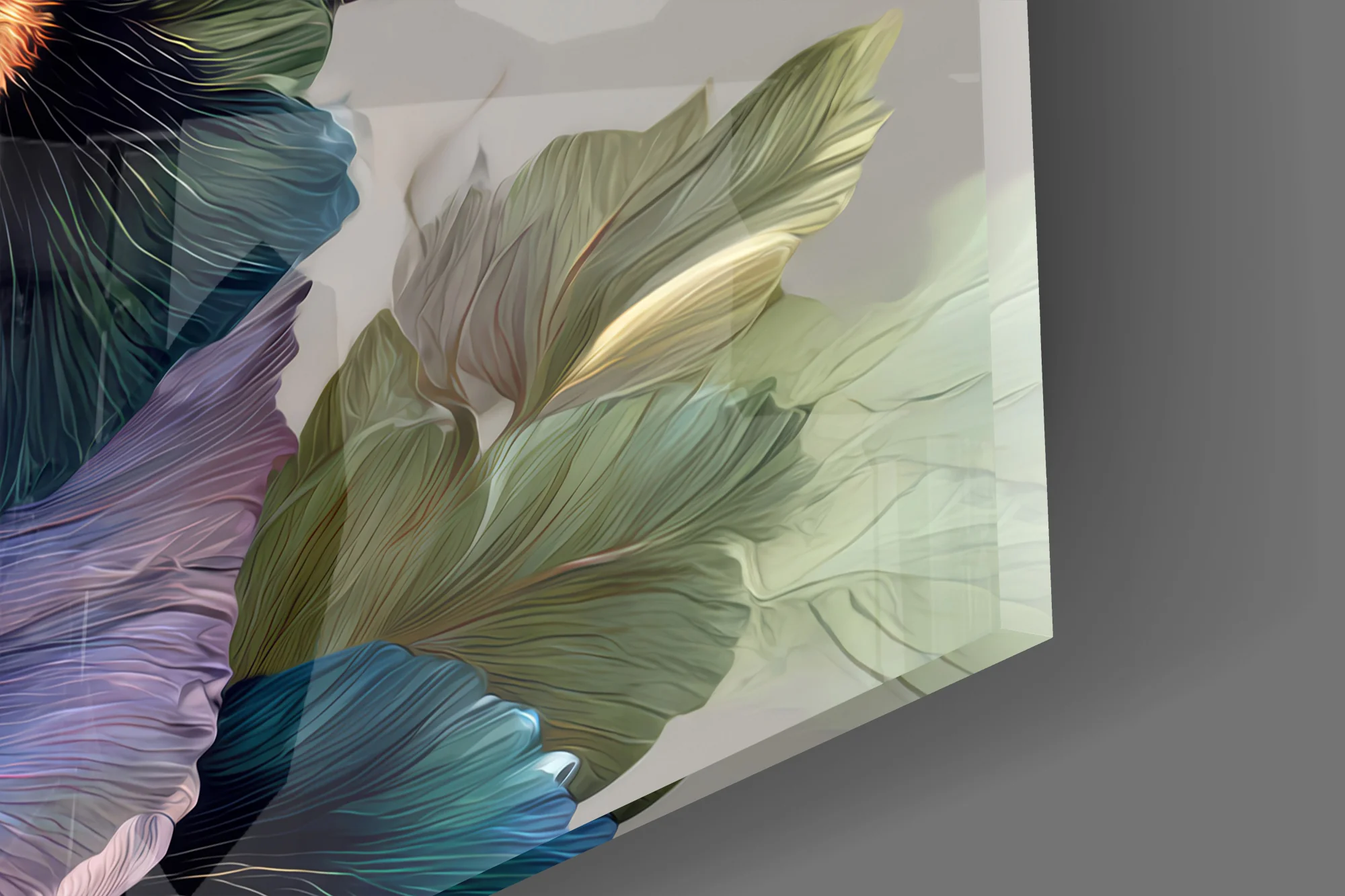 Elegant Midnight Bloom Glass Wall Art - Image 3