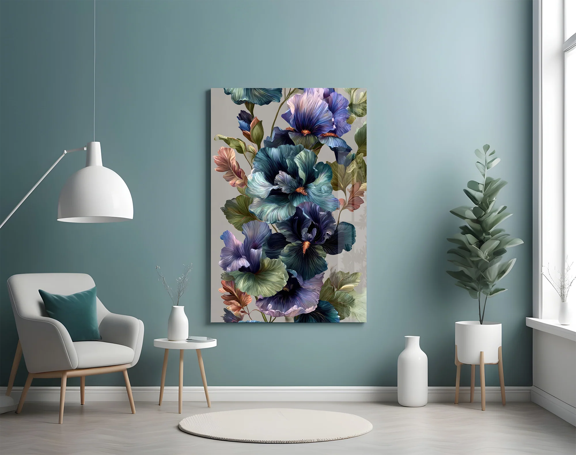 Elegant Midnight Bloom Glass Wall Art - Image 4