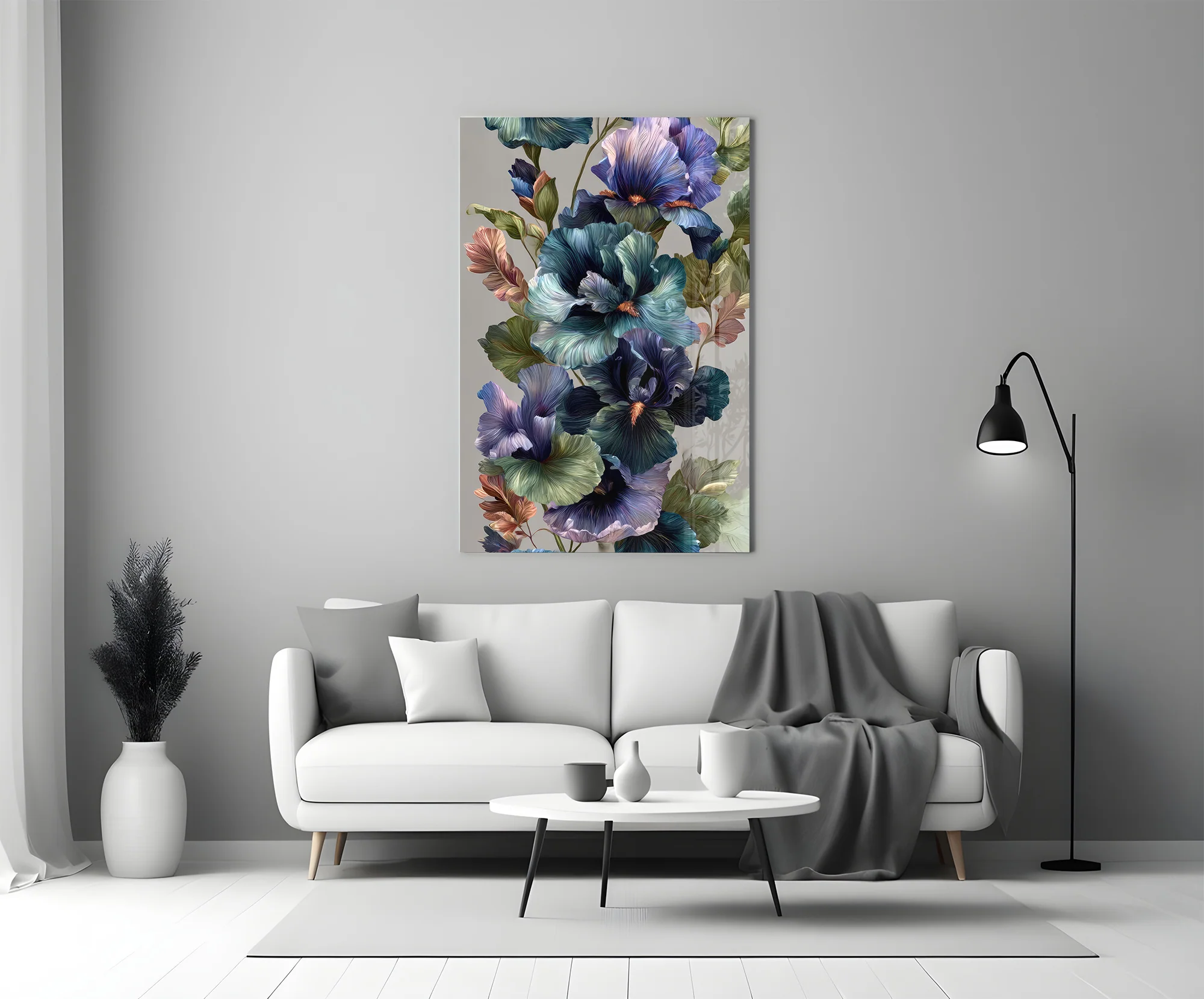Elegant Midnight Bloom Glass Wall Art - Image 5
