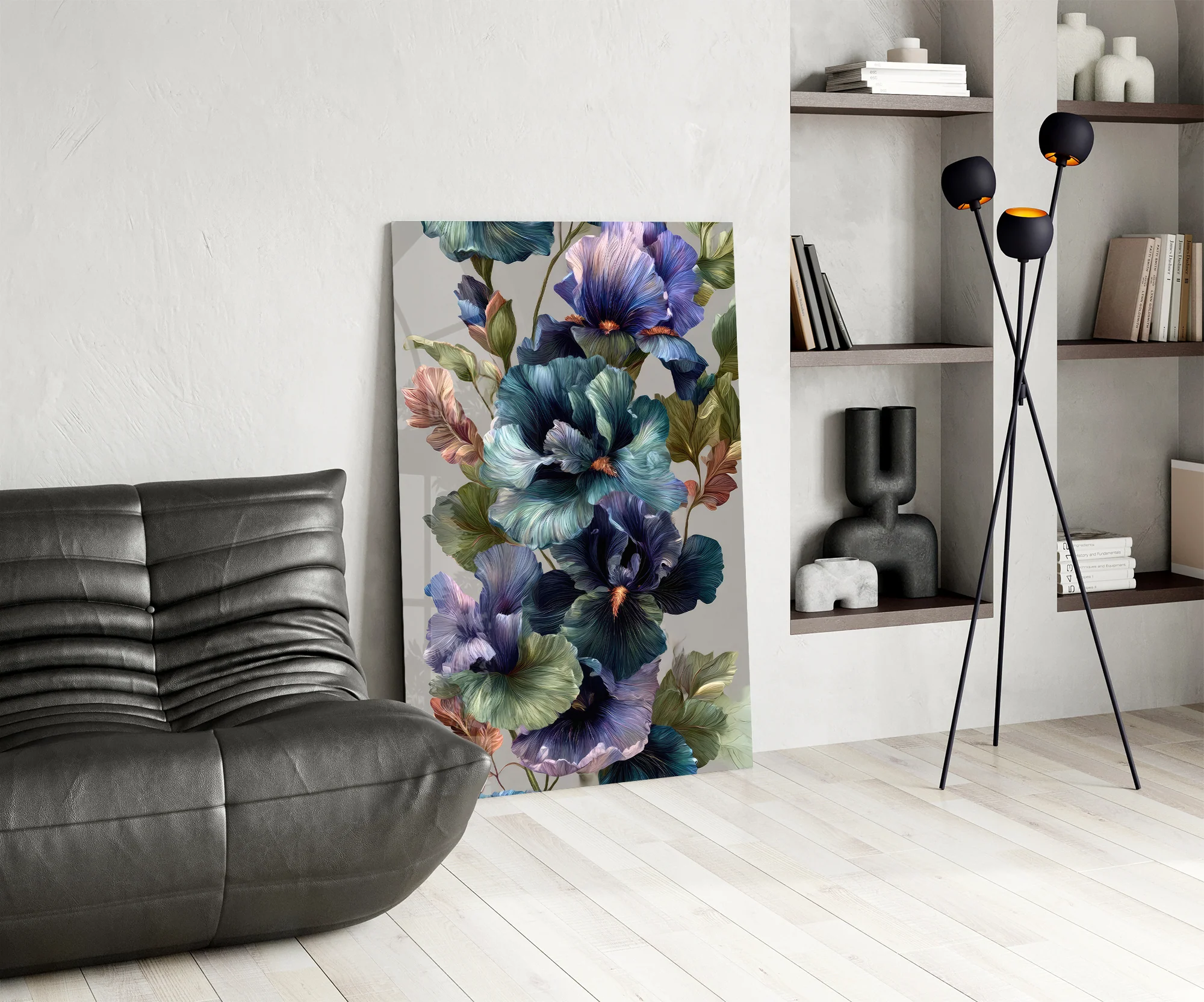 Elegant Midnight Bloom Glass Wall Art - Image 6