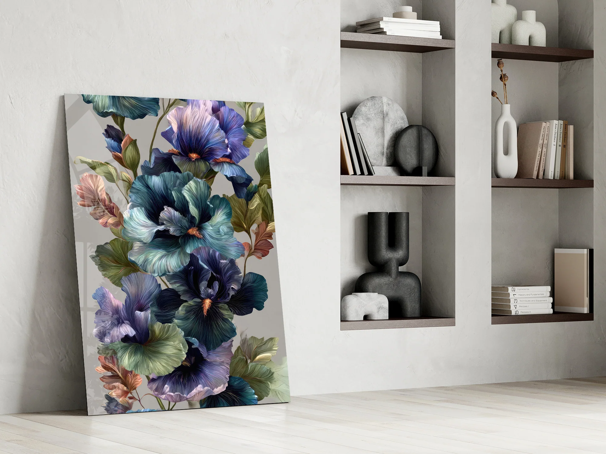Elegant Midnight Bloom Glass Wall Art - Image 7