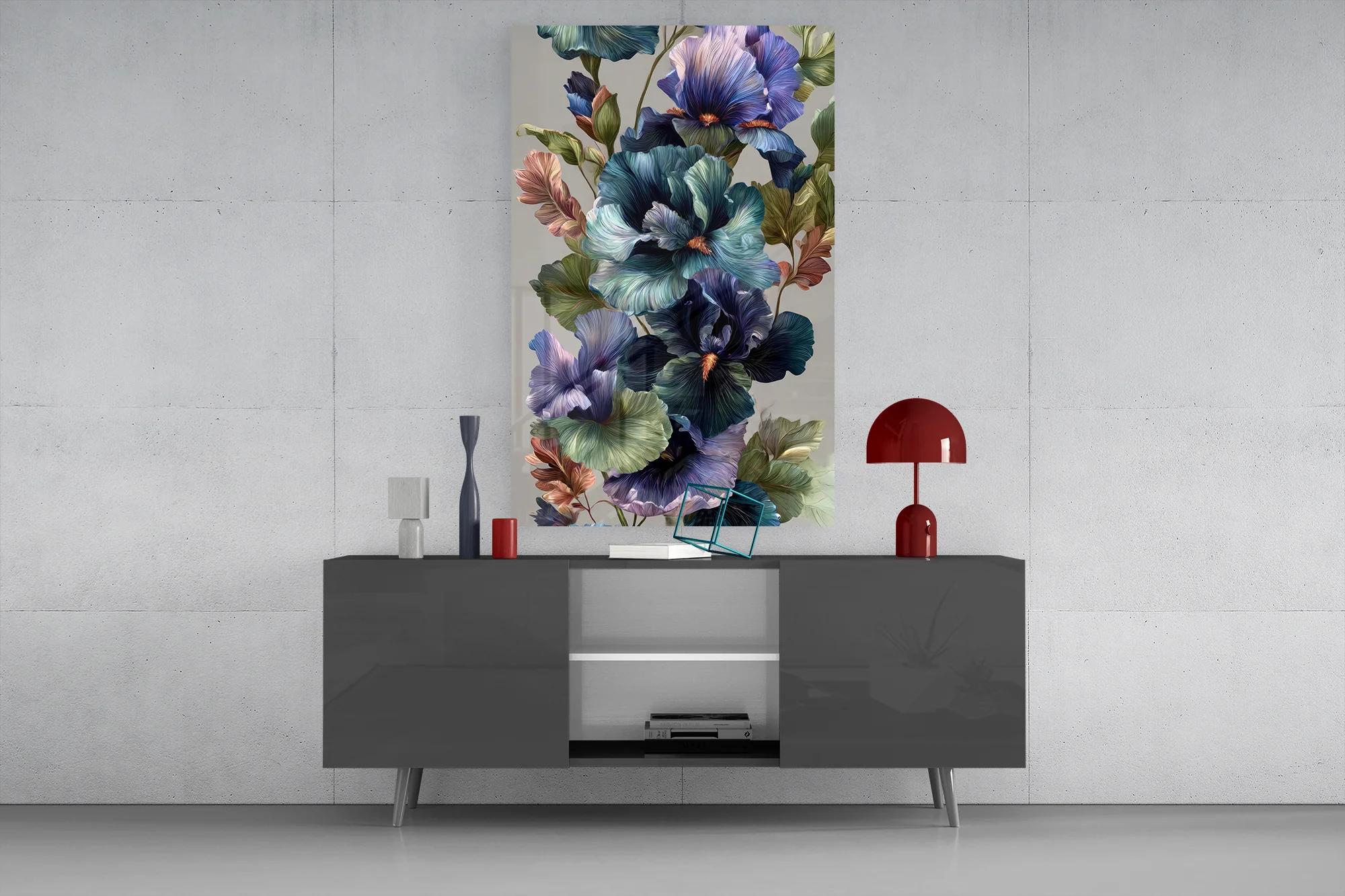Elegant Midnight Bloom Glass Wall Art - Image 8