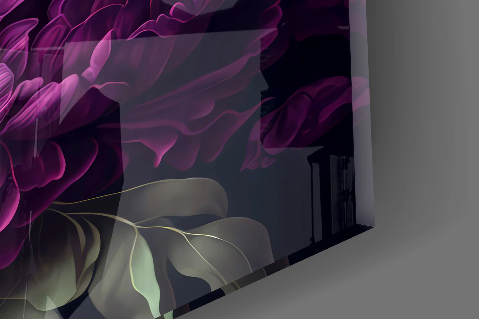 Elegant Dark Floral Bouquet Glass Wall Art - Image 3