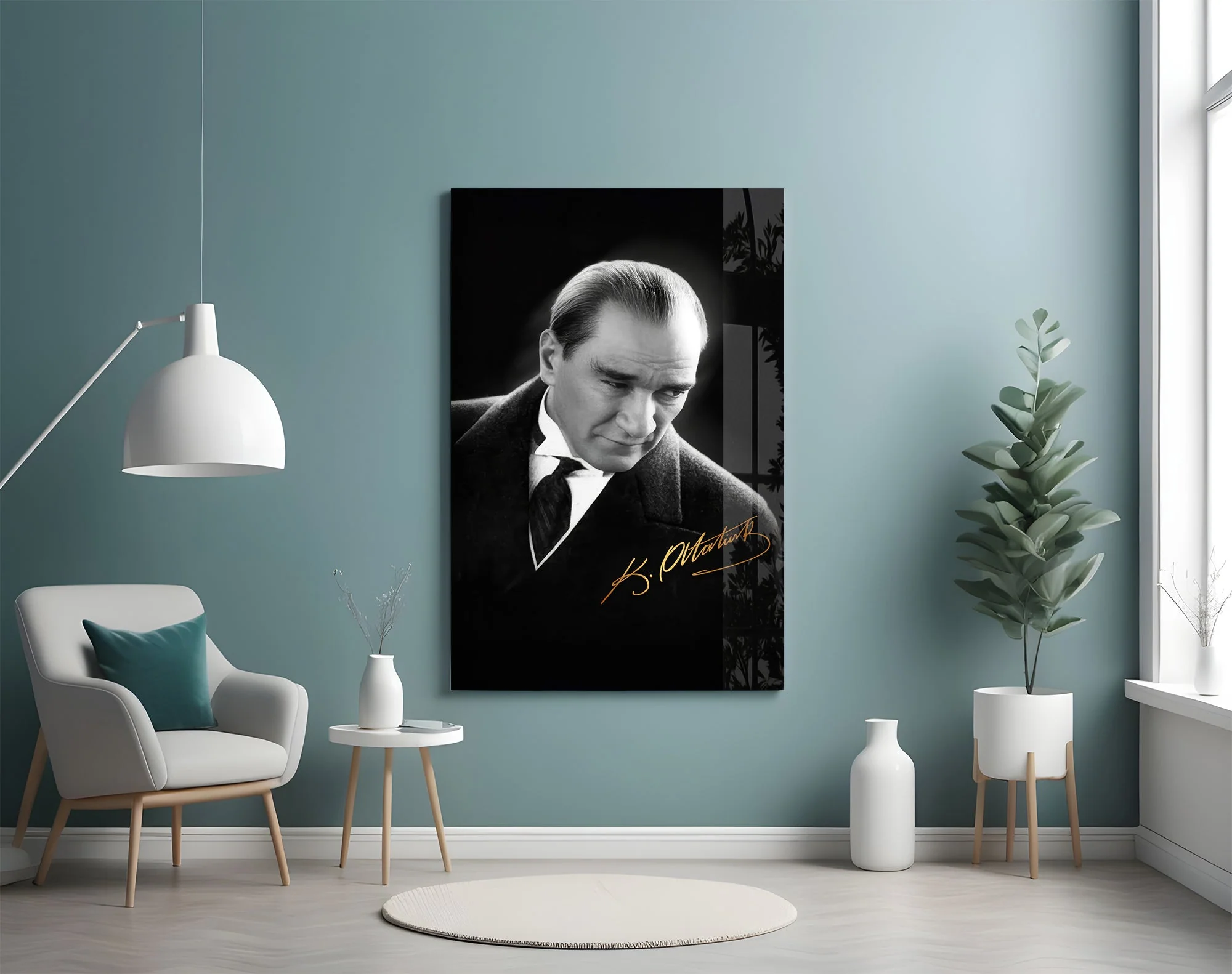 Classic Portrait Photograph Glass Wall Art - Image 4