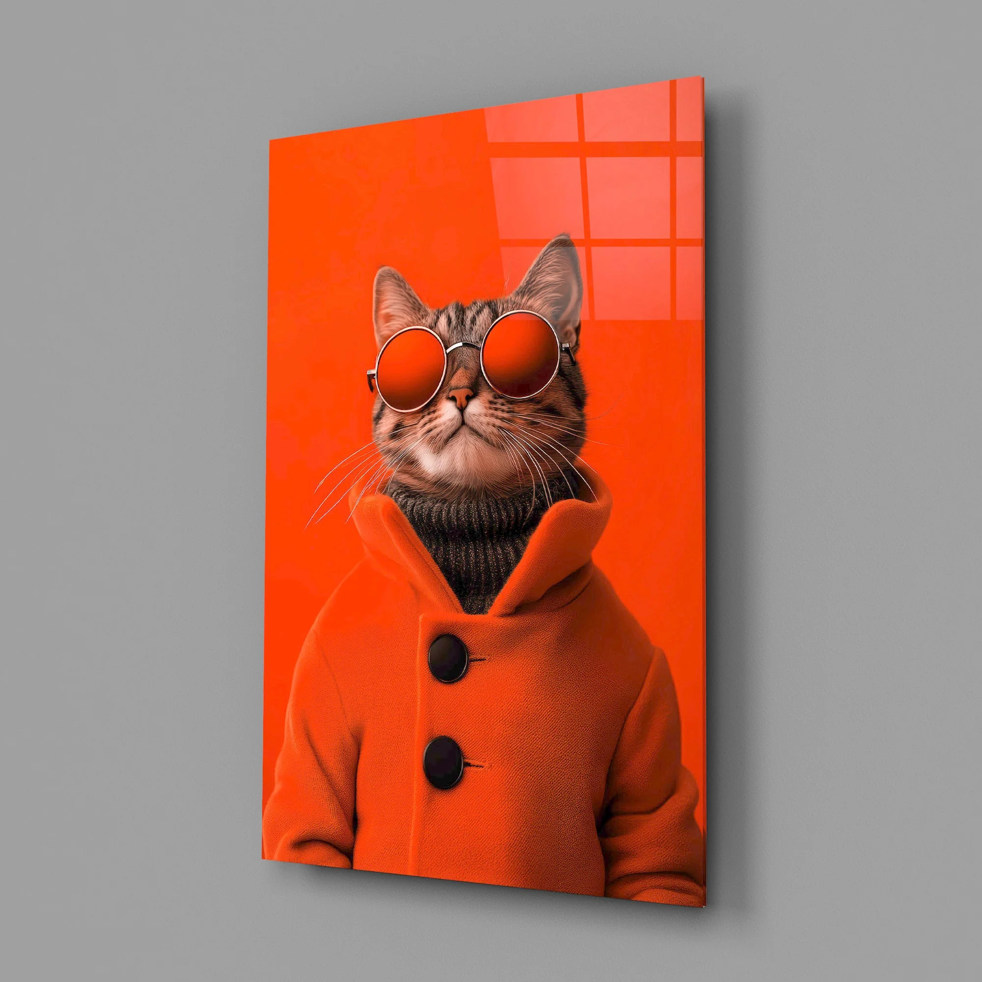 Stylish Cat Art Glass Wall Art - Image 2