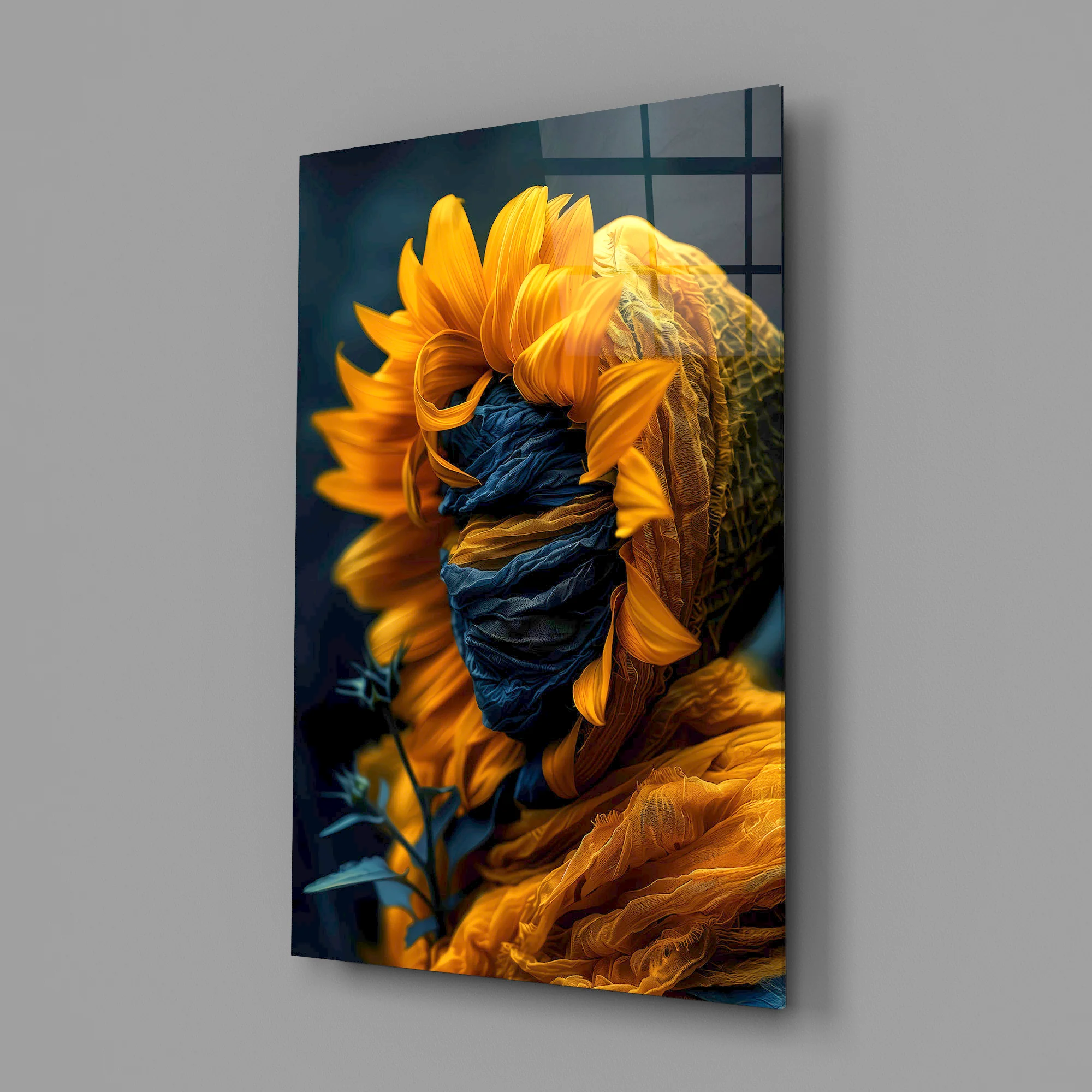 Eternal Sunflower Glass Wall Art - Image 2