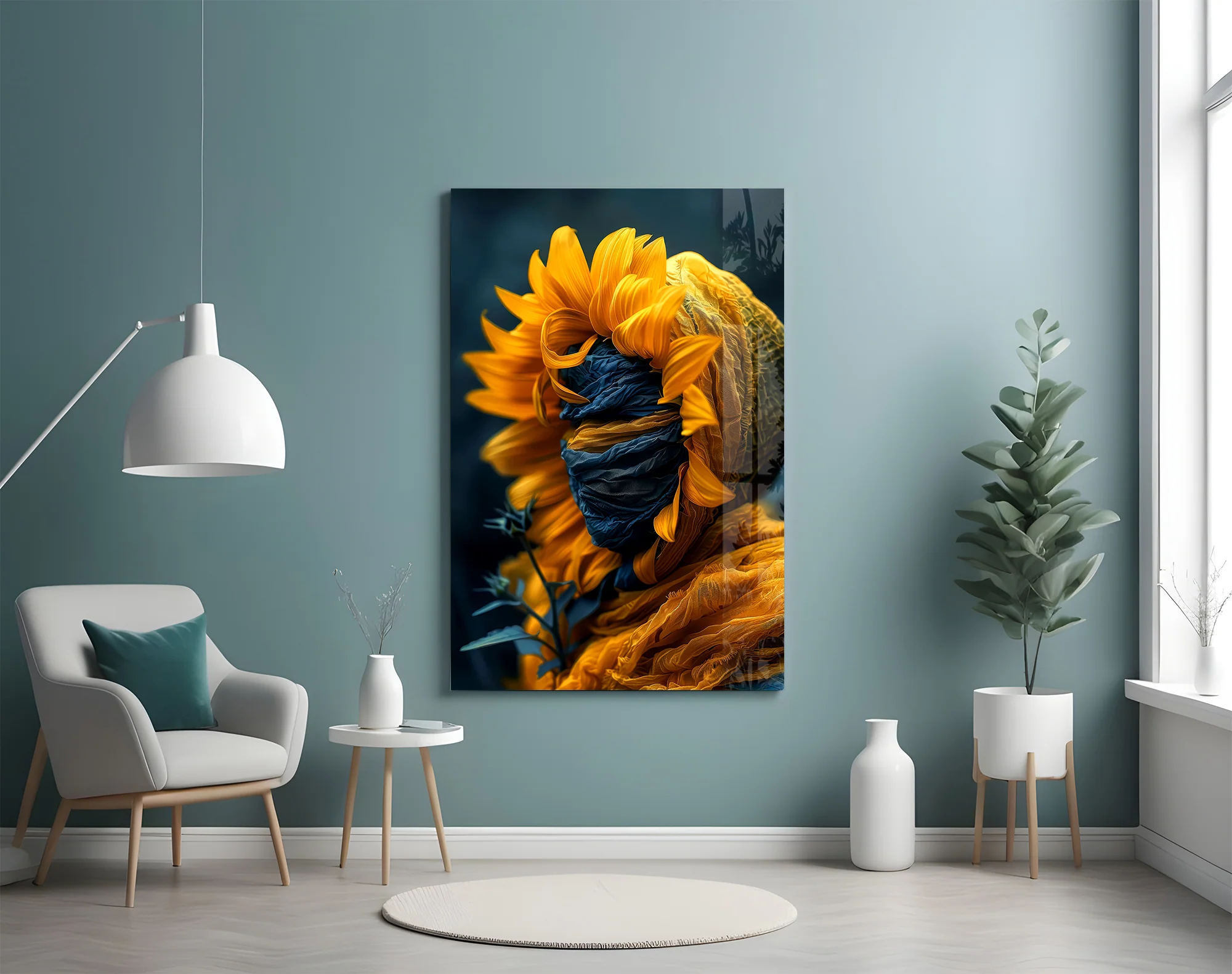 Eternal Sunflower Glass Wall Art - Image 4