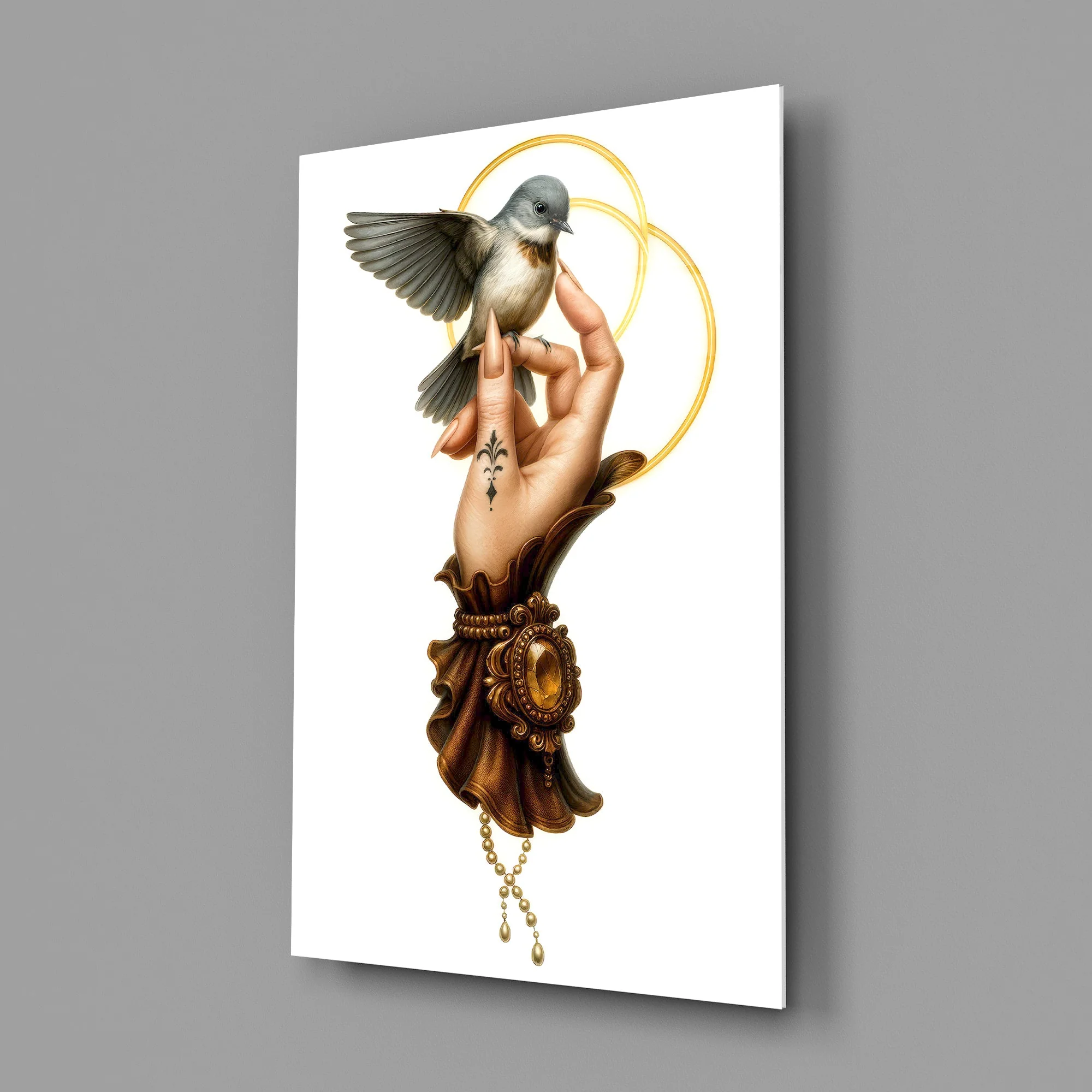 Bird and Hand Art Glass Wall Art - Image 2