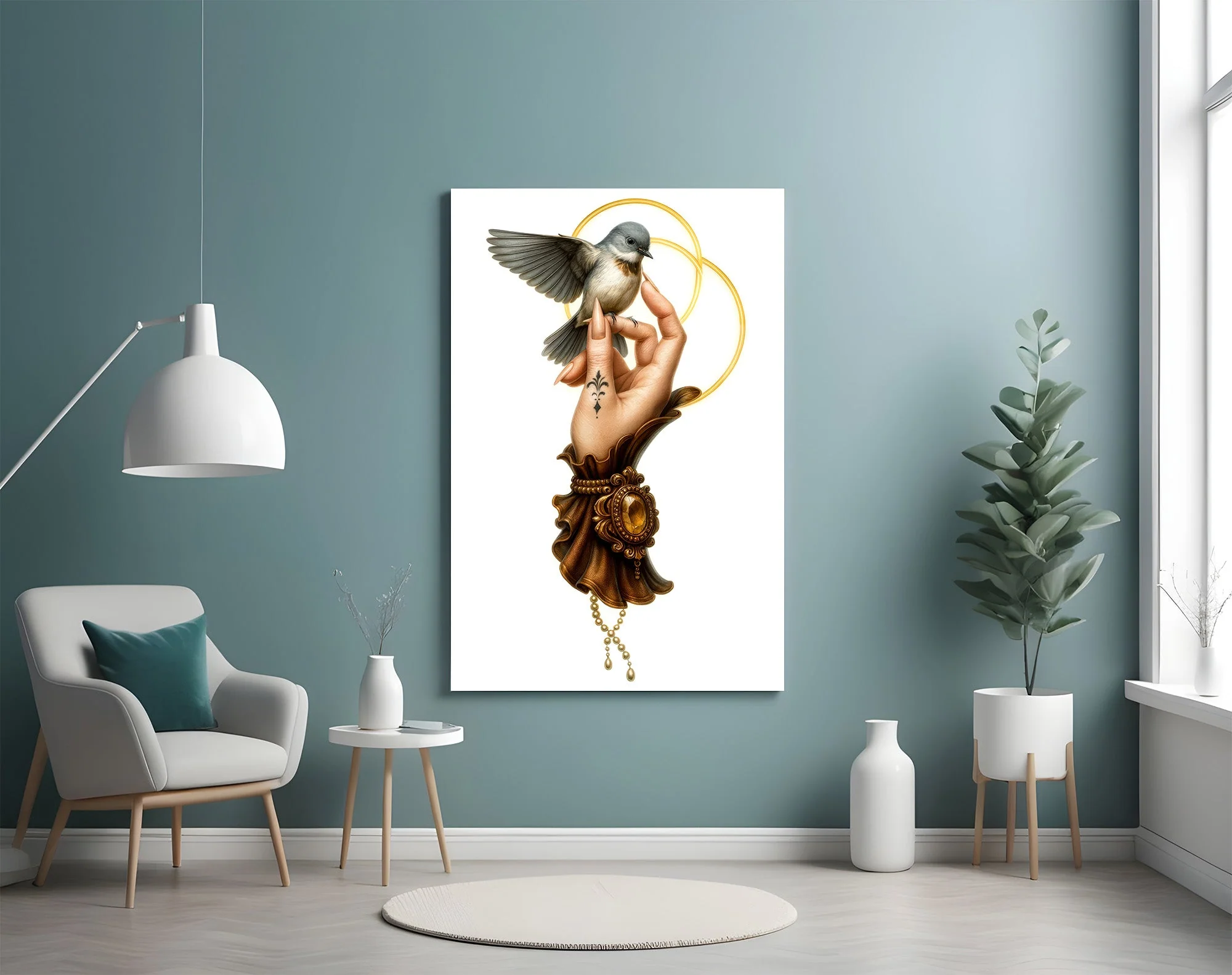 Bird and Hand Art Glass Wall Art - Image 4