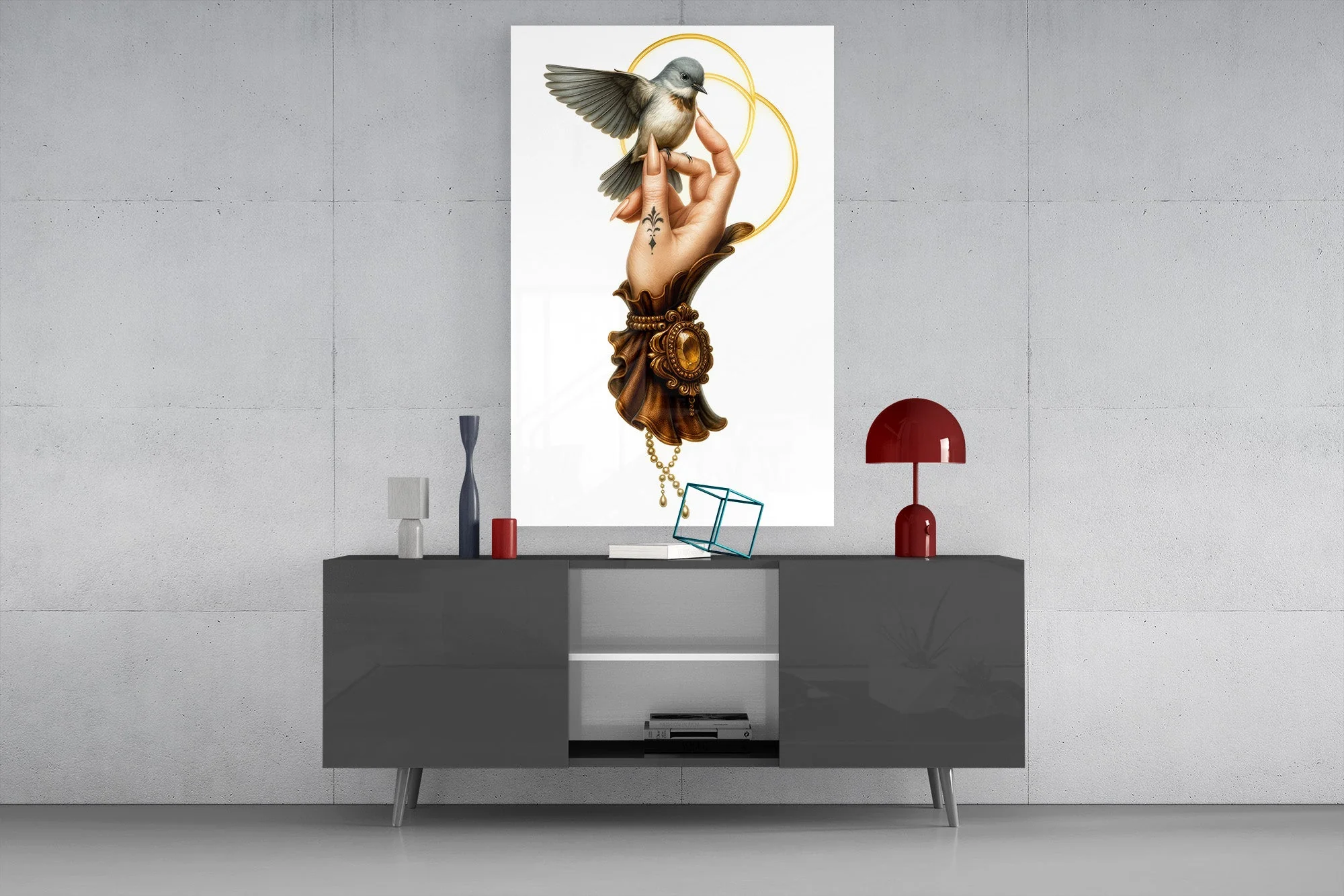 Bird and Hand Art Glass Wall Art - Image 8