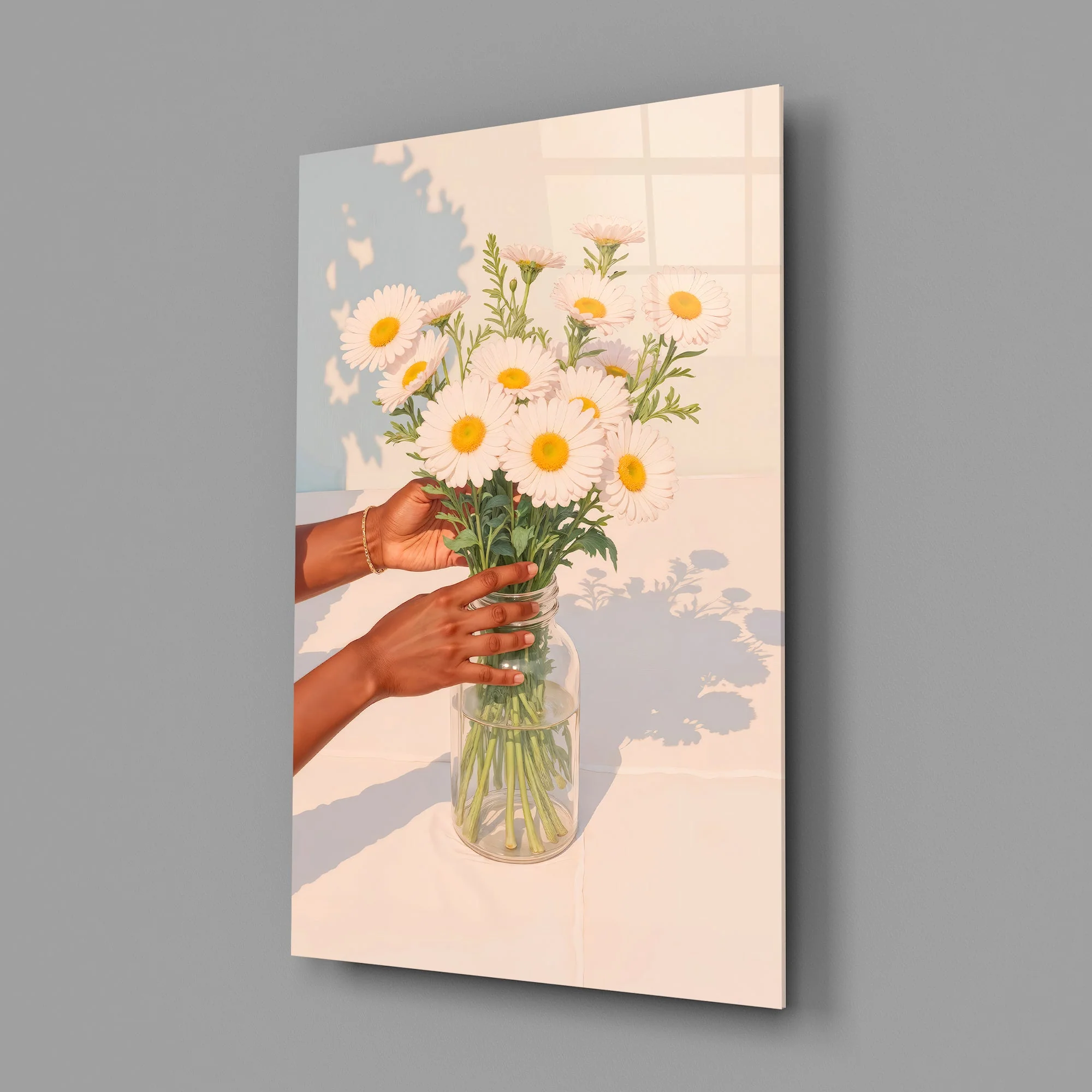 Vintage Flower Bouquet Artwork Glass Wall Art - Image 2