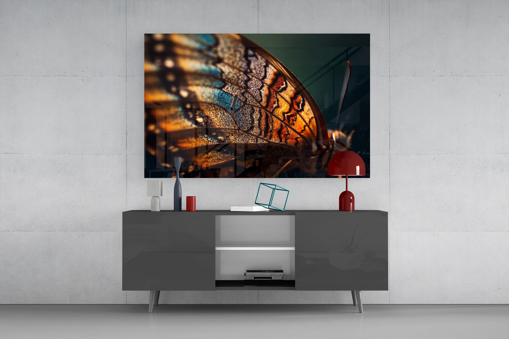 Butterfly Wing in Fire Glass Wall Art - Image 8