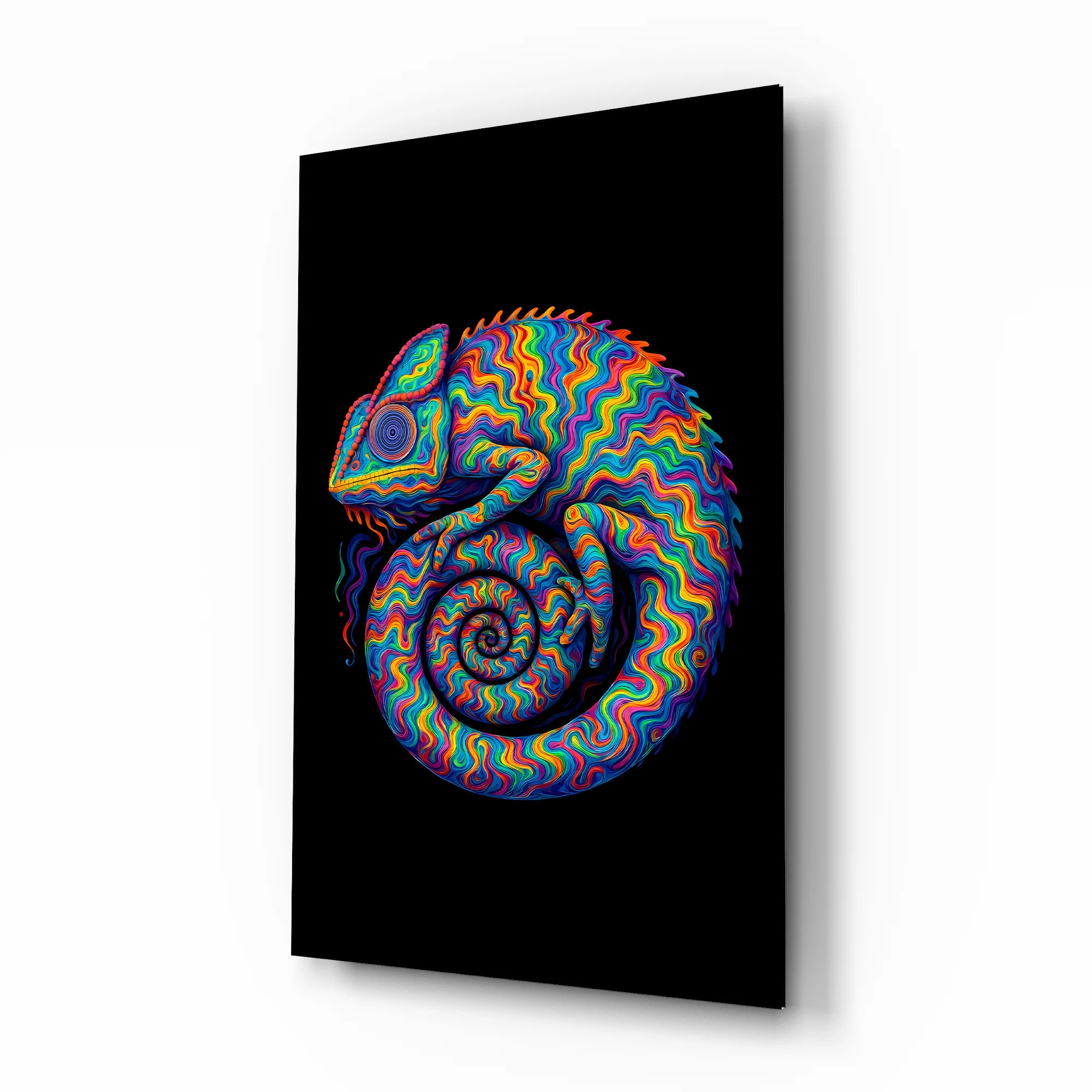 Psychedelic Chameleon Glass Wall Art